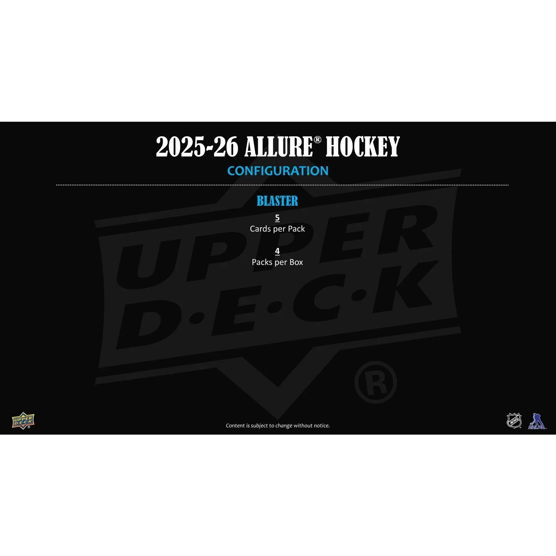 2025 26 Upper Deck Allure Hockey Blaster 20 Box Case (Ships Sealed Only)
