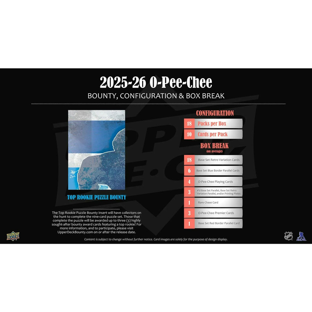 2025 26 Upper Deck O Pee Chee Hockey Hobby 16 Box Case (Ships Sealed Only)