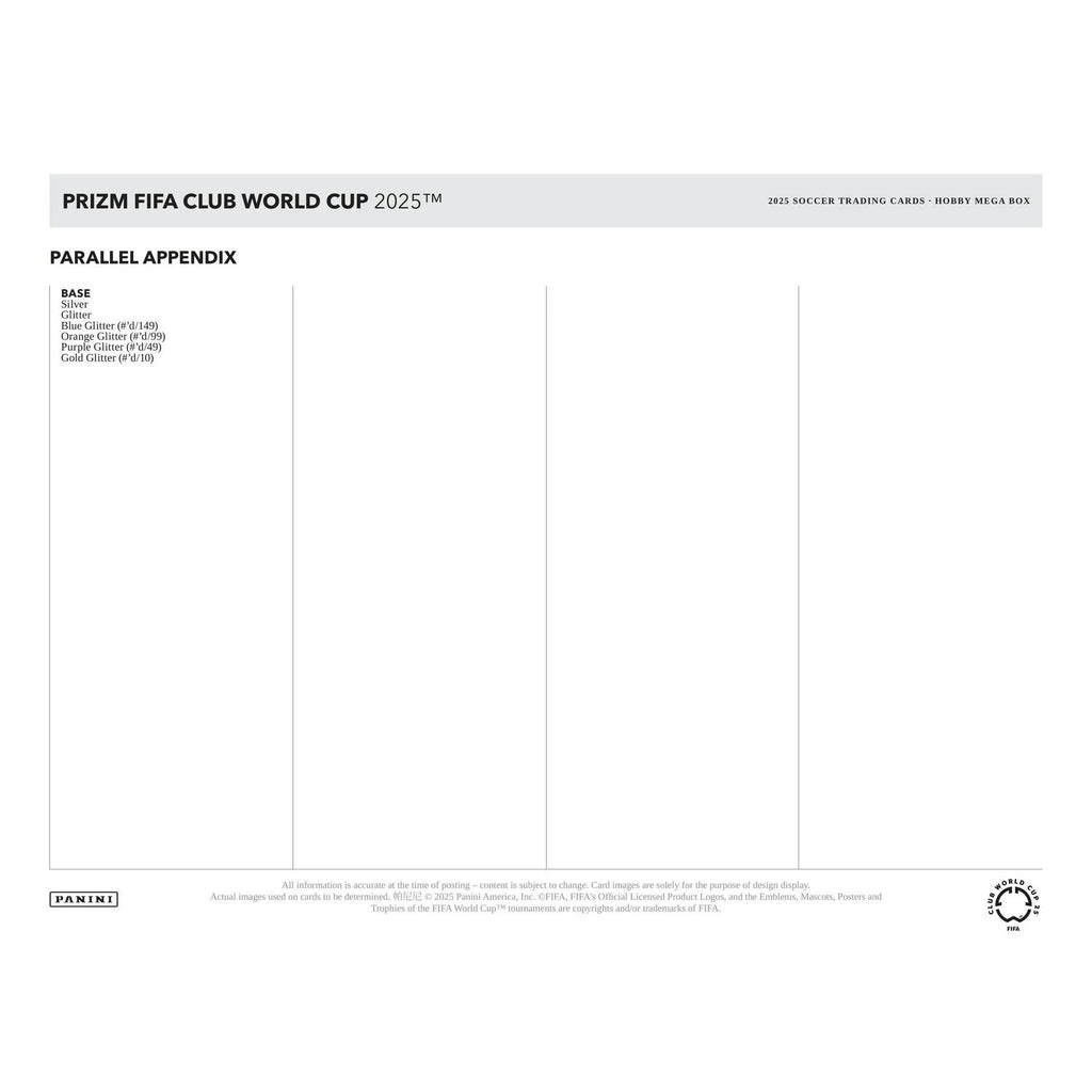 2025 Panini Prizm FIFA Club World Cup Soccer Mega Hobby Box (Ships Sealed Only)