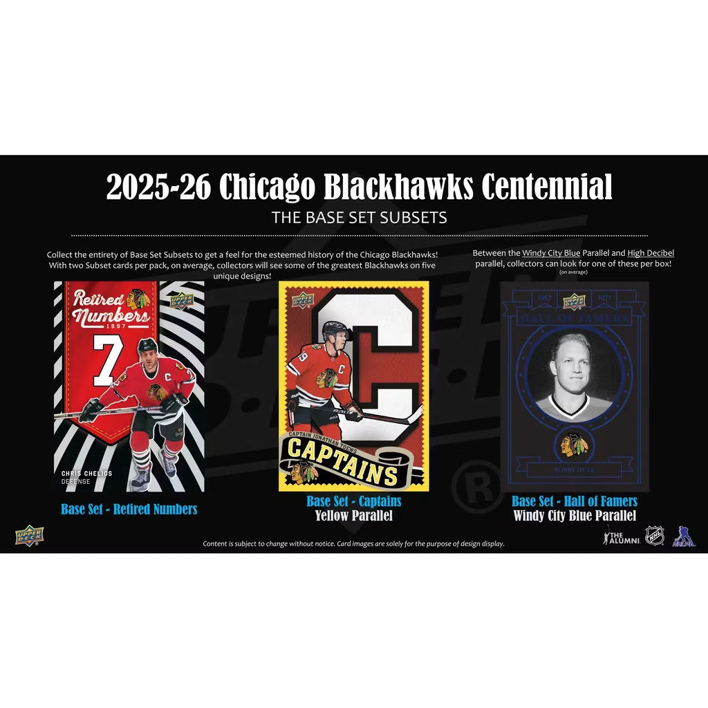 2025-26 Upper Deck Chicago Blackhawks Centennial Hockey Hobby Box (Ships Sealed Only)