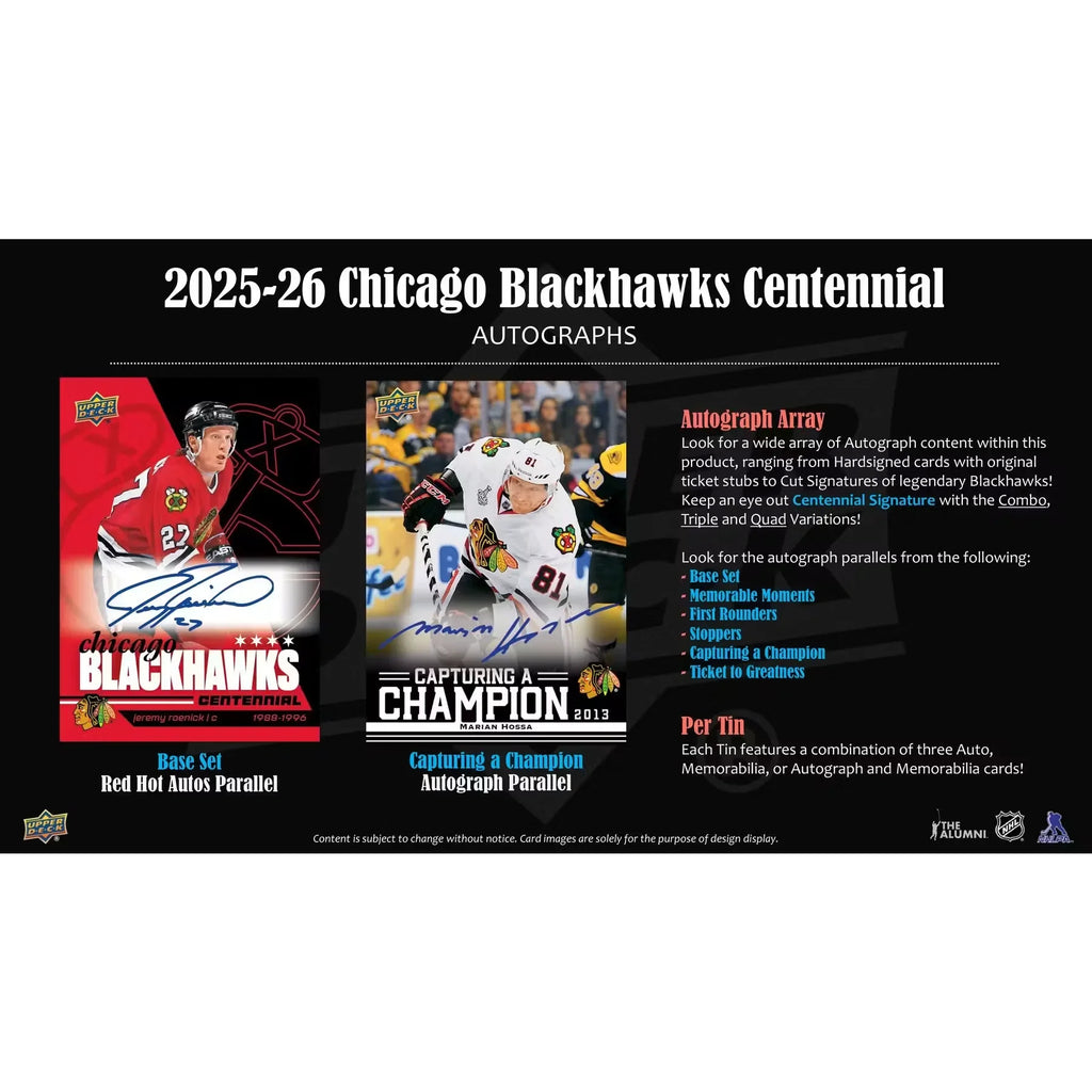 2025-26 Upper Deck Chicago Blackhawks Centennial Hockey Hobby Box (Ships Sealed Only)
