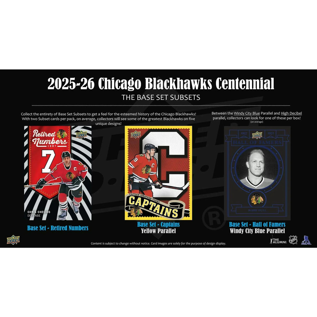 2025 26 Upper Deck Chicago Blackhawks Centennial Hockey Hobby 16 Box Case (Ships Sealed Only) - D1