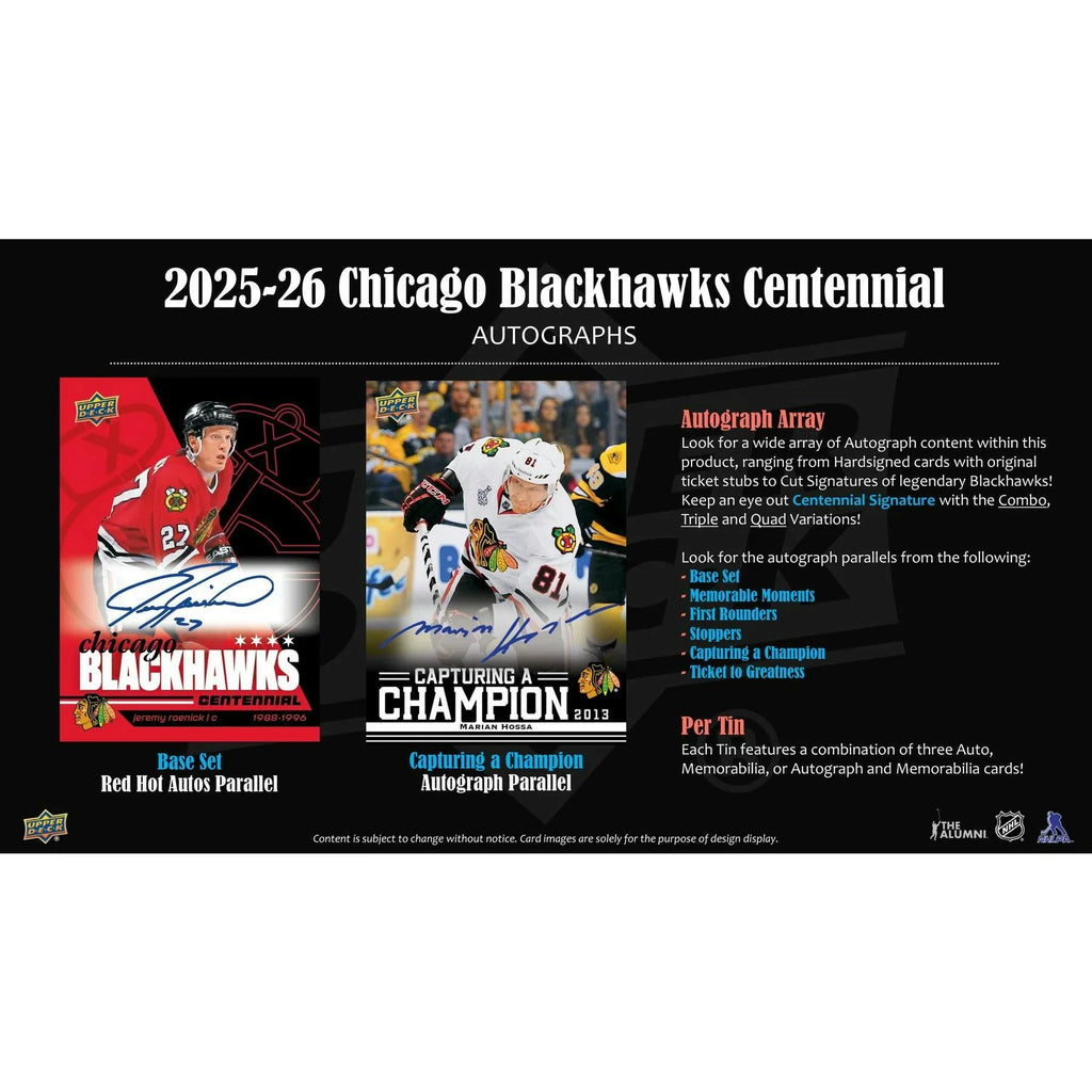 2025 26 Upper Deck Chicago Blackhawks Centennial Hockey Hobby 16 Box Case (Ships Sealed Only) - D1