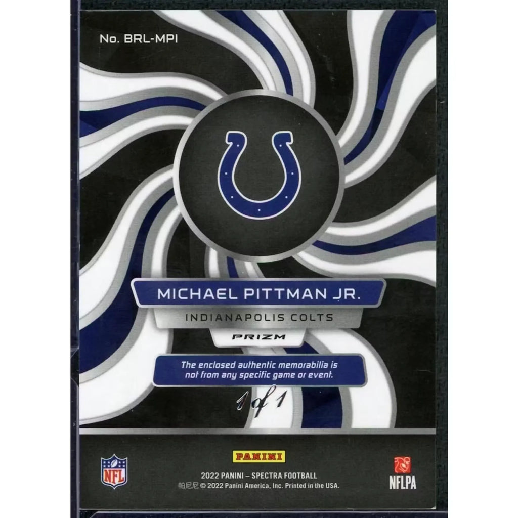 Michael Pittman Jr 2022 Panini Spectra Brilliance Tag Patch | 1/1