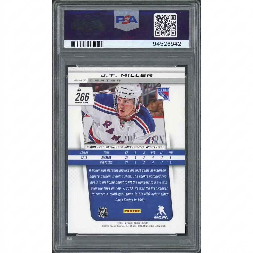 J.T. Miller 2013-14 Panini Prizm Gold Rookie #266 Card | PSA 10
