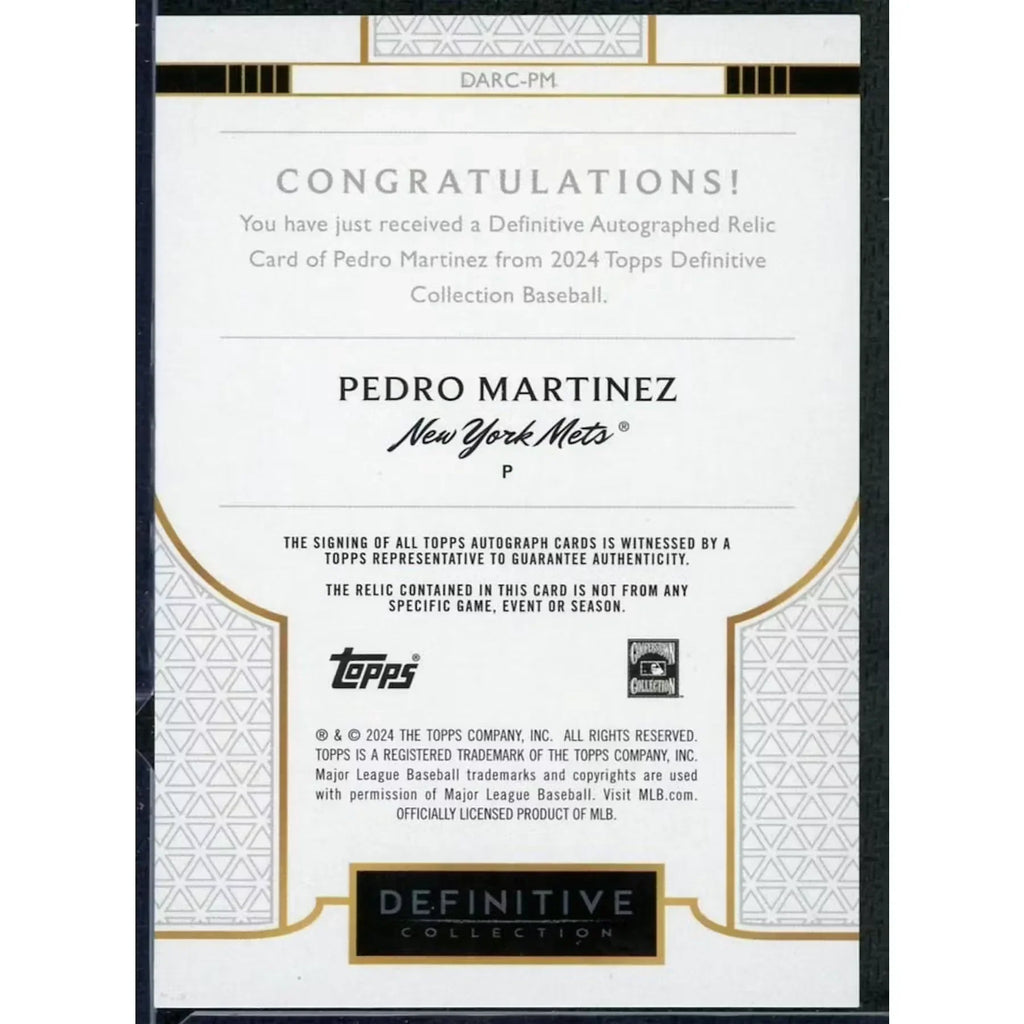 Pedro Martinez Signed Relic Card | 2024 Topps Definitive/40