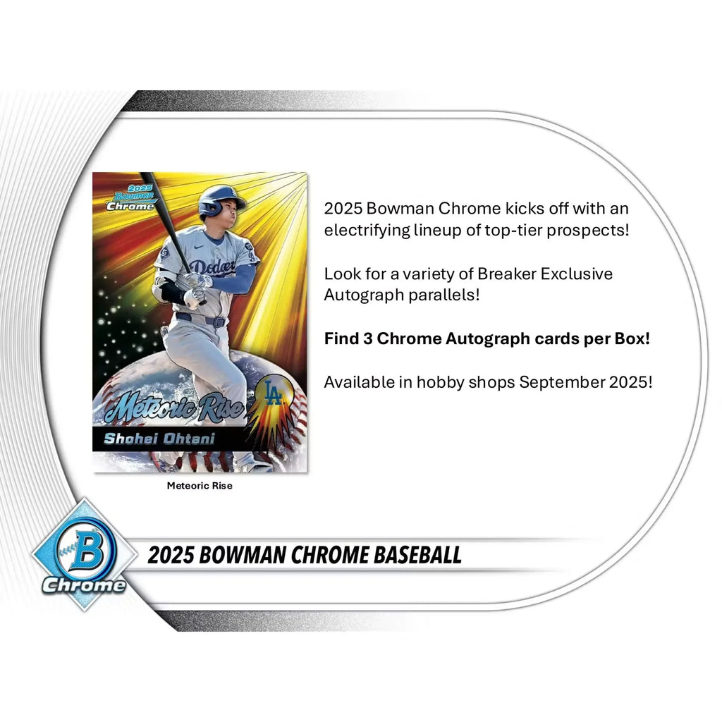 2025 Bowman Chrome Baseball Breaker Delight 6-Box Case (Ships Sealed Only)