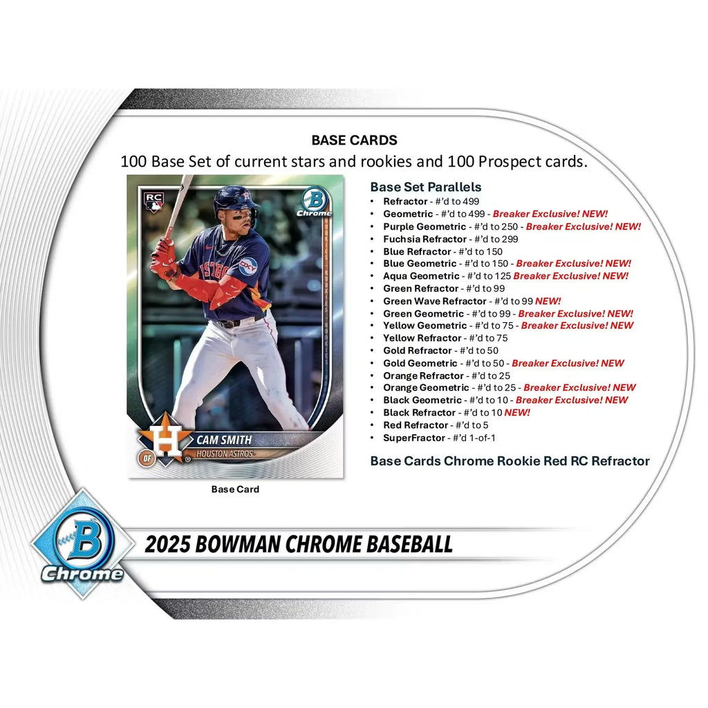 2025 Bowman Chrome Baseball Breaker Delight 6-Box Case (Ships Sealed Only)