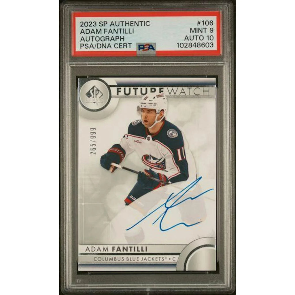 Adam Fantilli Signed 2023-24 Upper Deck SP Authentic Card | PSA 9