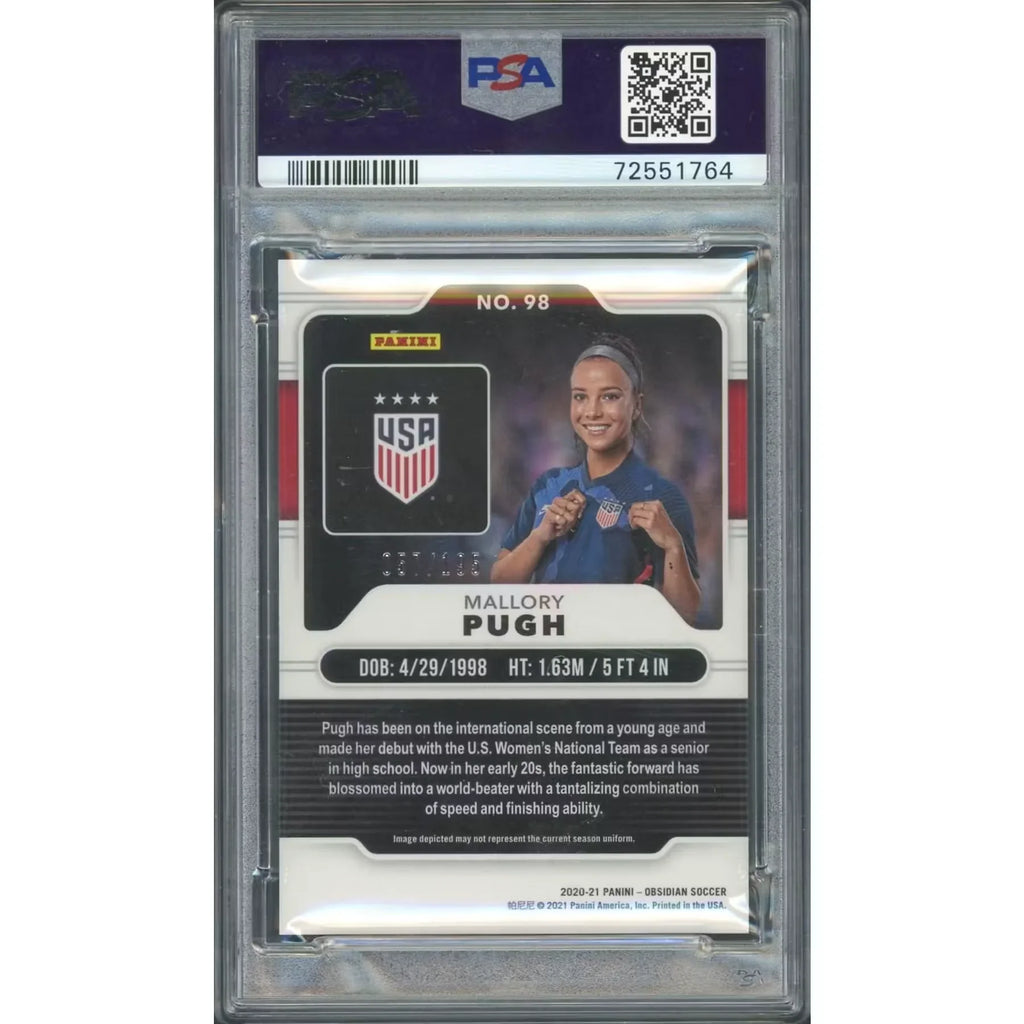 Mallory Pugh 2020 Panini Obsidian Rookie Card #98 | PSA 10