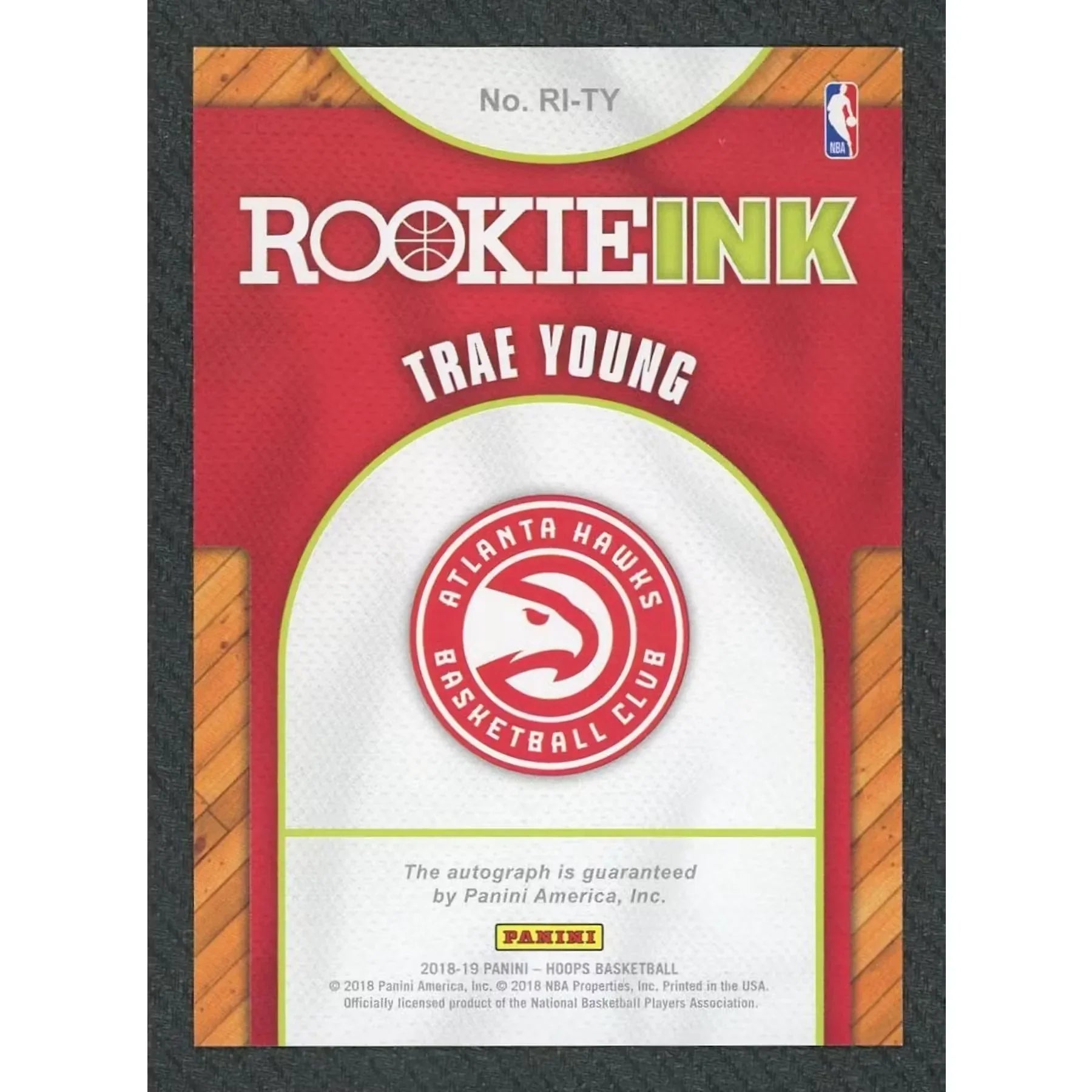 Trae Young 2018 Panini Hoops Rookie Ink Card