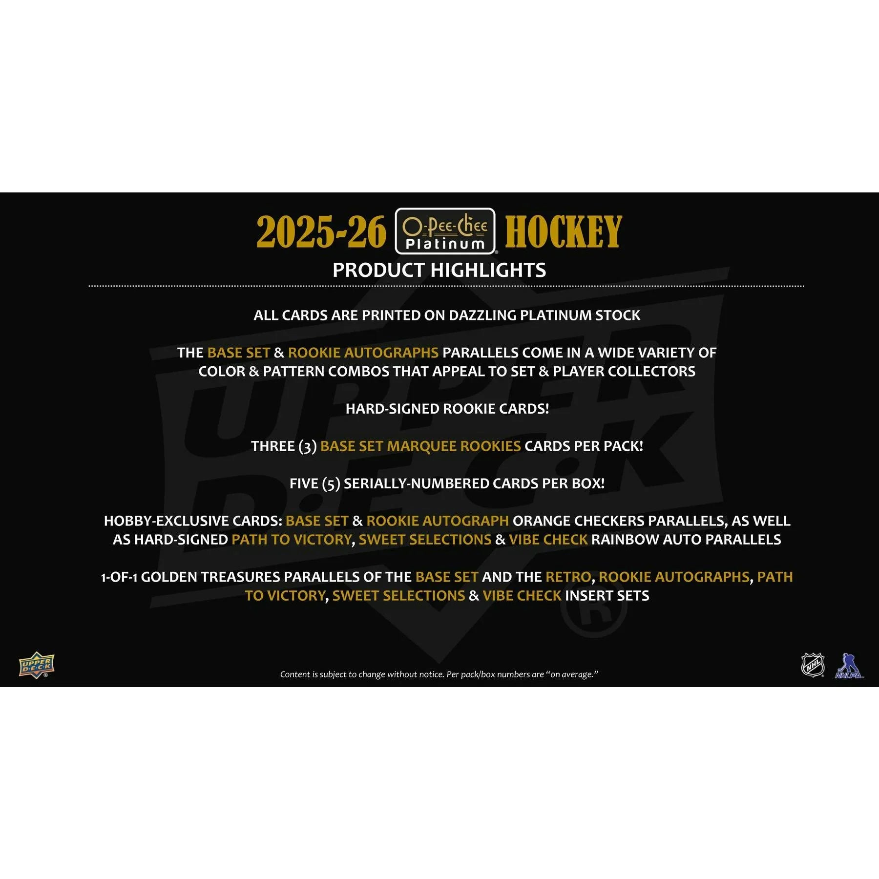 2025 26 Upper Deck O Pee Chee Platinum Hockey Hobby 8 Box Case (Ships Sealed Only)