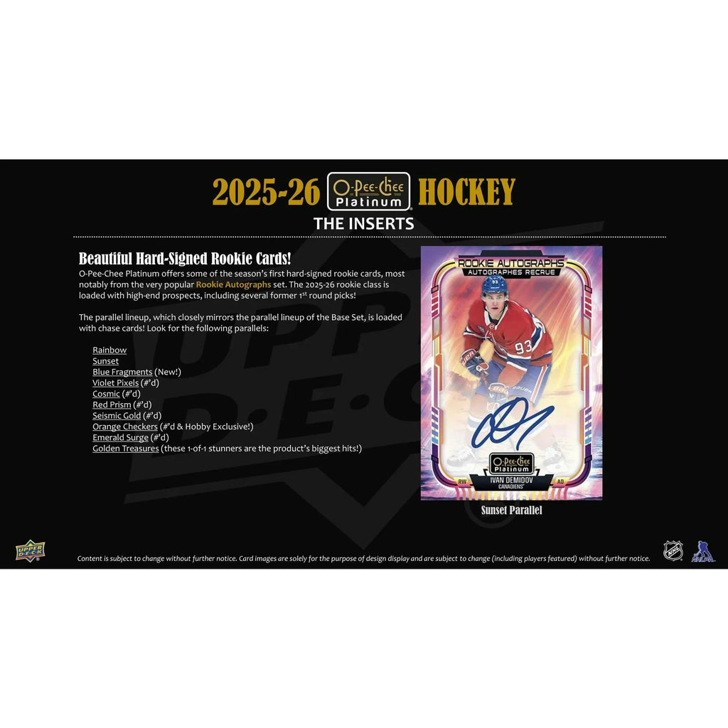2025 26 Upper Deck O Pee Chee Platinum Hockey Hobby 8 Box Case (Ships Sealed Only)