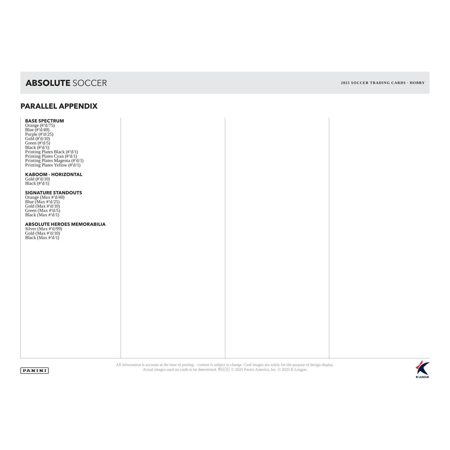 2025 Panini Absolute K League Soccer Hobby Box (Ships Sealed Only)