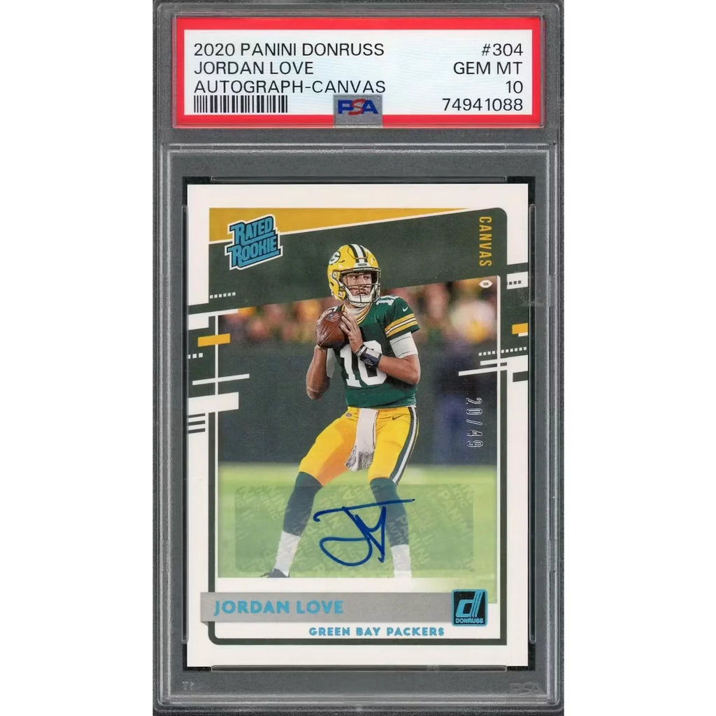 Jordan Love Signed 2020 Panini Donruss Canvas Autograph | PSA 10