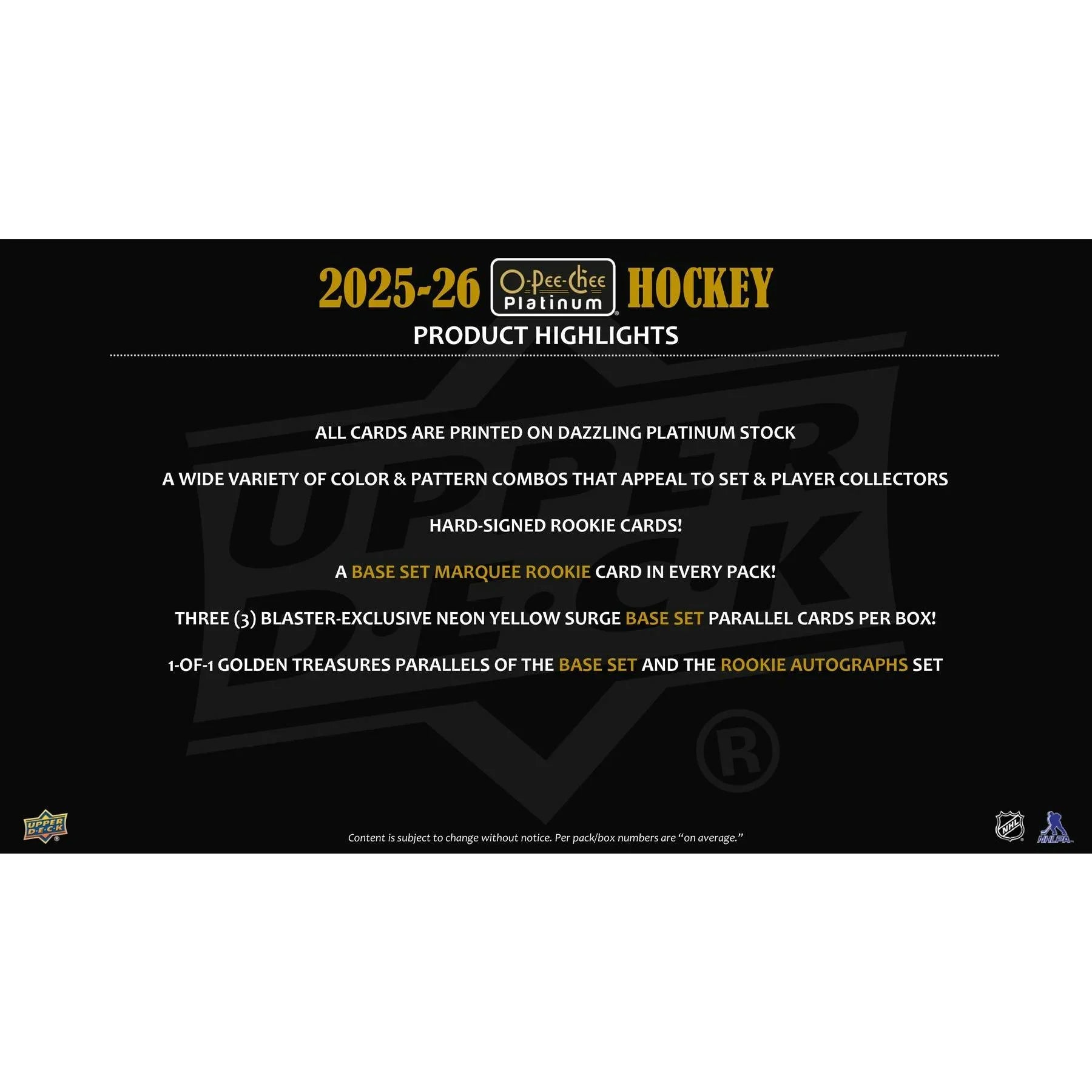 2025-26 Upper Deck O-Pee-Chee Platinum Hockey Blaster Box (Ships Sealed Only) - D