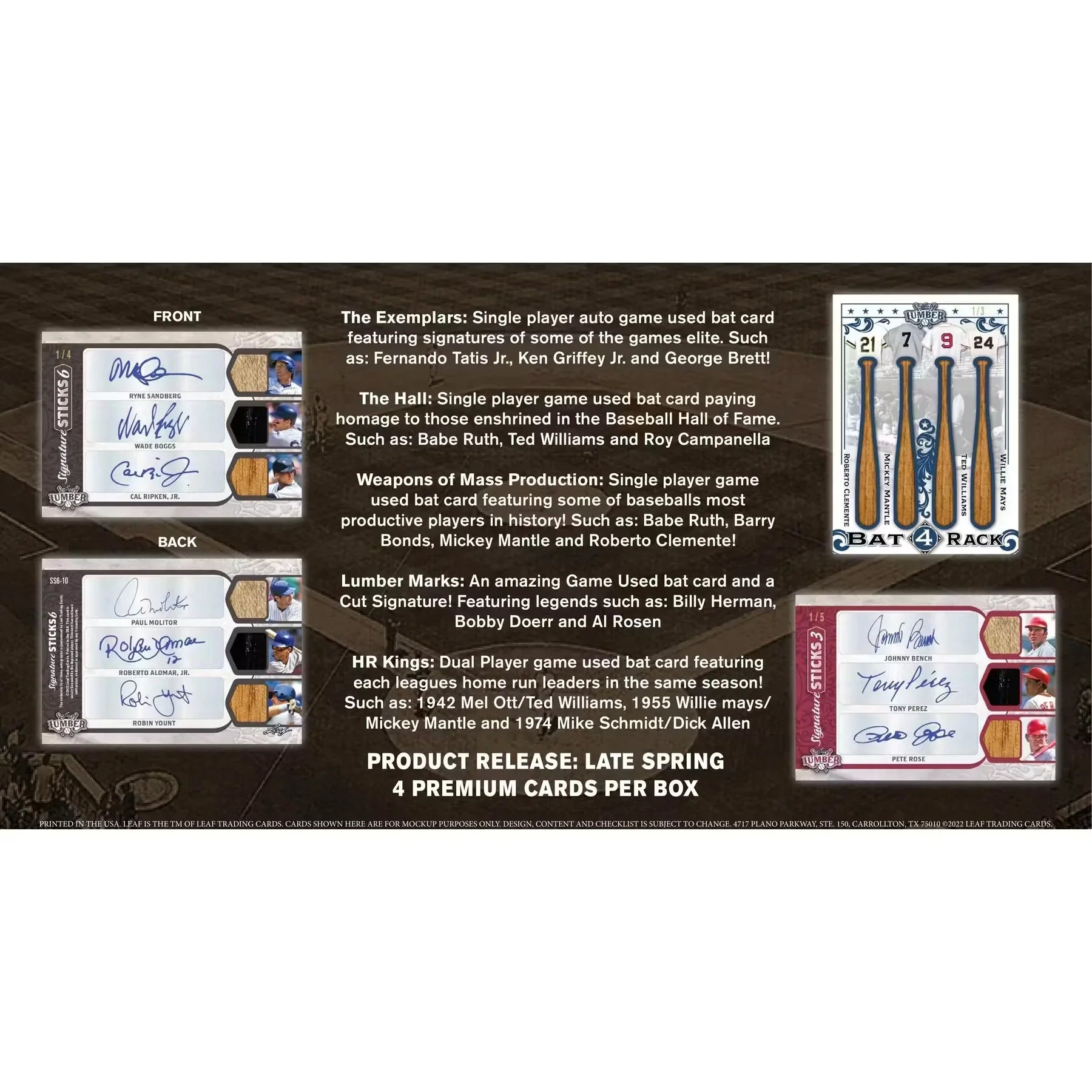 2022 Leaf Lumber Baseball Hobby 10 Box Case (Ships Sealed Only)