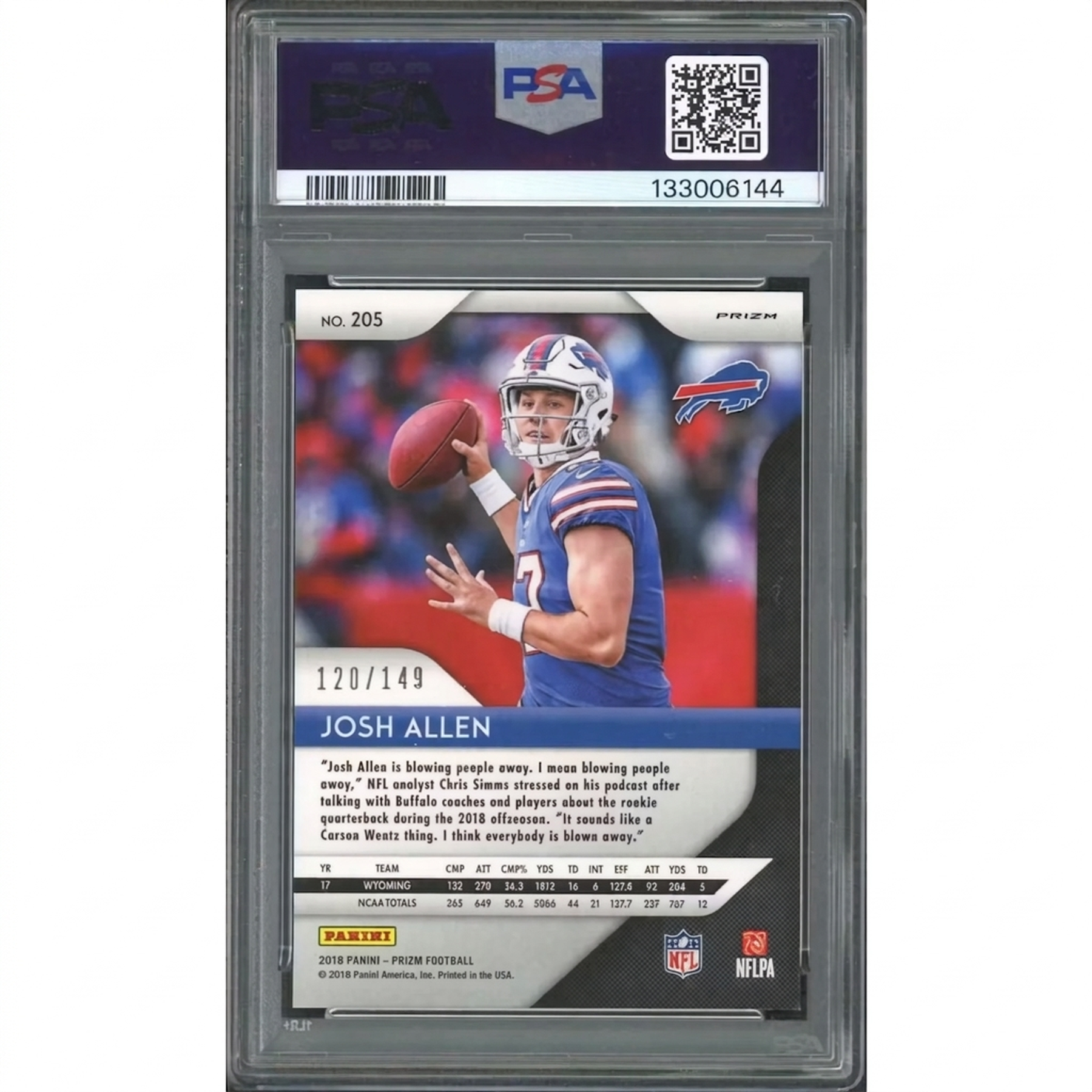 Josh Allen 2018 Panini Prizm Red Wave Rookie Card | PSA 7