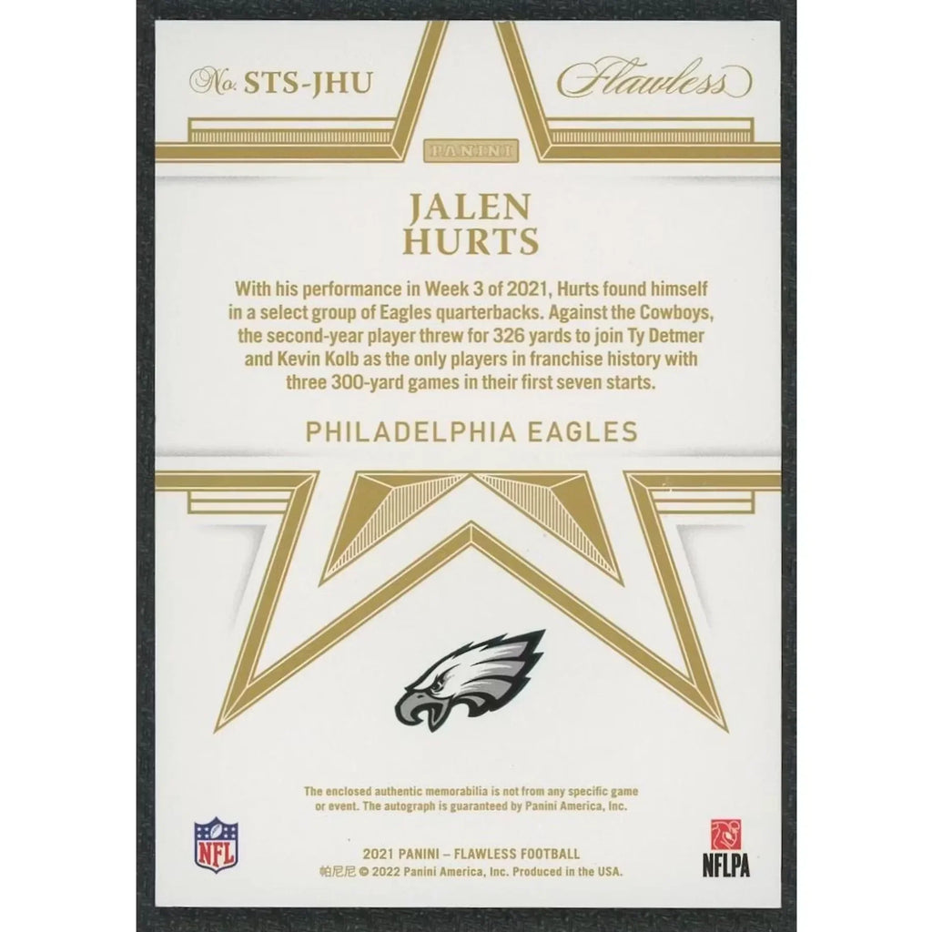 Jalen Hurts Signed 2021 Panini Flawless Star Swatch Card |/20