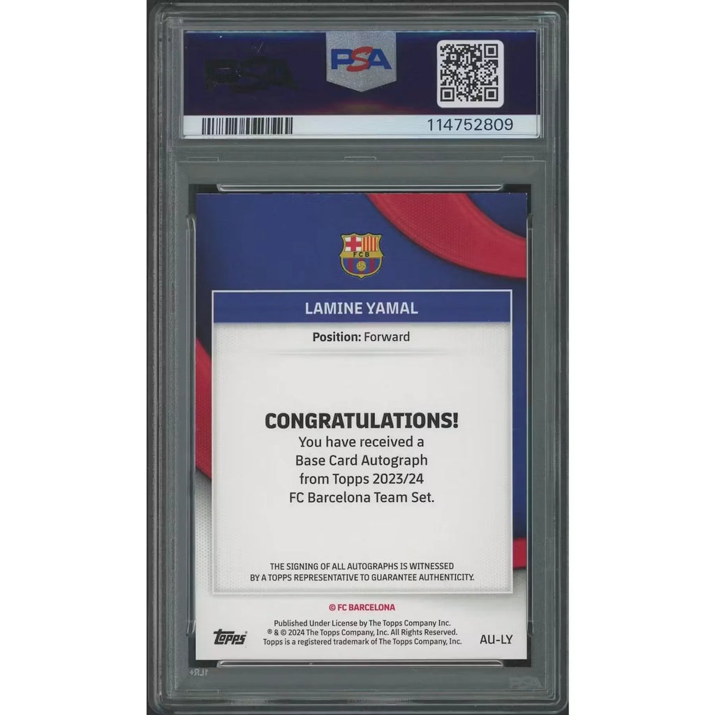 Lamine Yamal Signed 2023-24 Topps FC Barcelona Rookie #223 Card | PSA 8