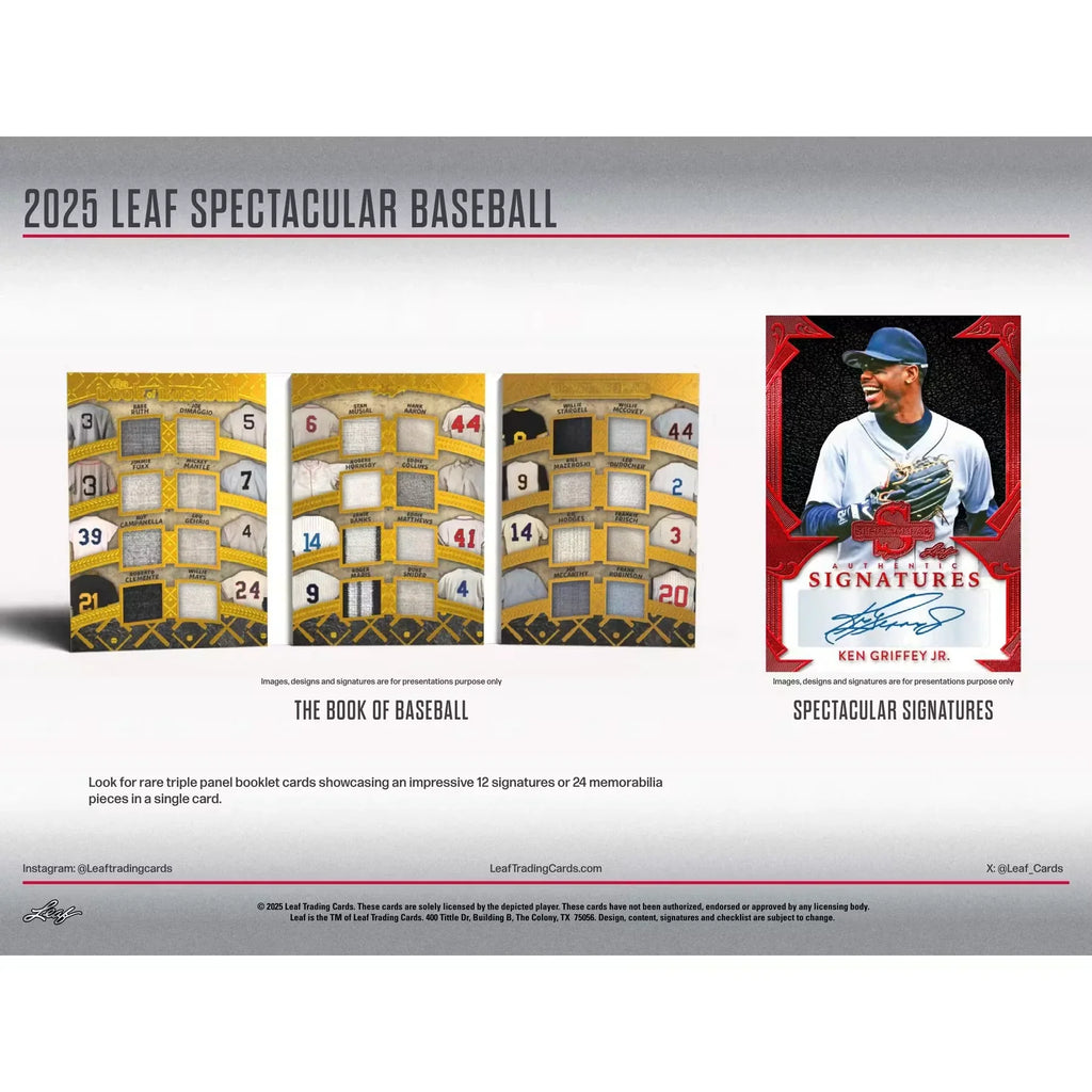 2025 Leaf Spectacular Baseball Hobby Box (Ships Sealed Only) - D1