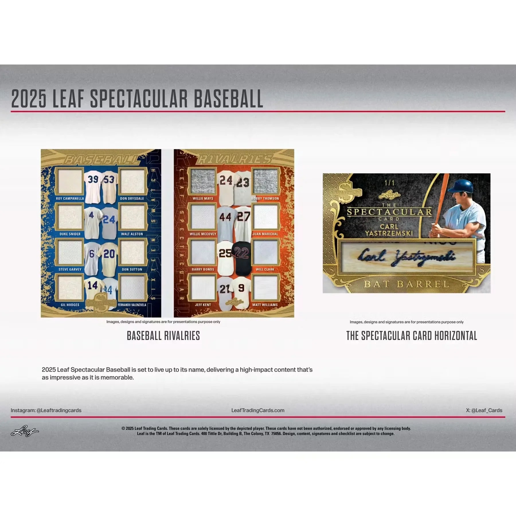 2025 Leaf Spectacular Baseball Hobby Box (Ships Sealed Only) - D1
