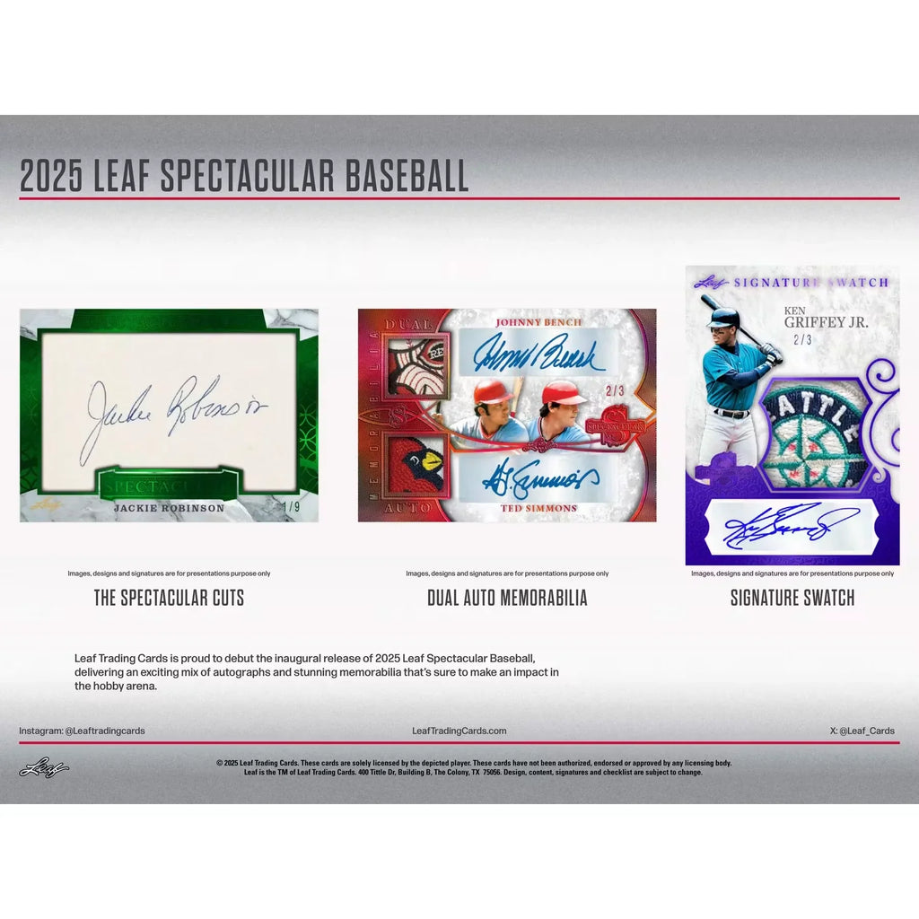 2025 Leaf Spectacular Baseball Hobby Box (Ships Sealed Only) - D1