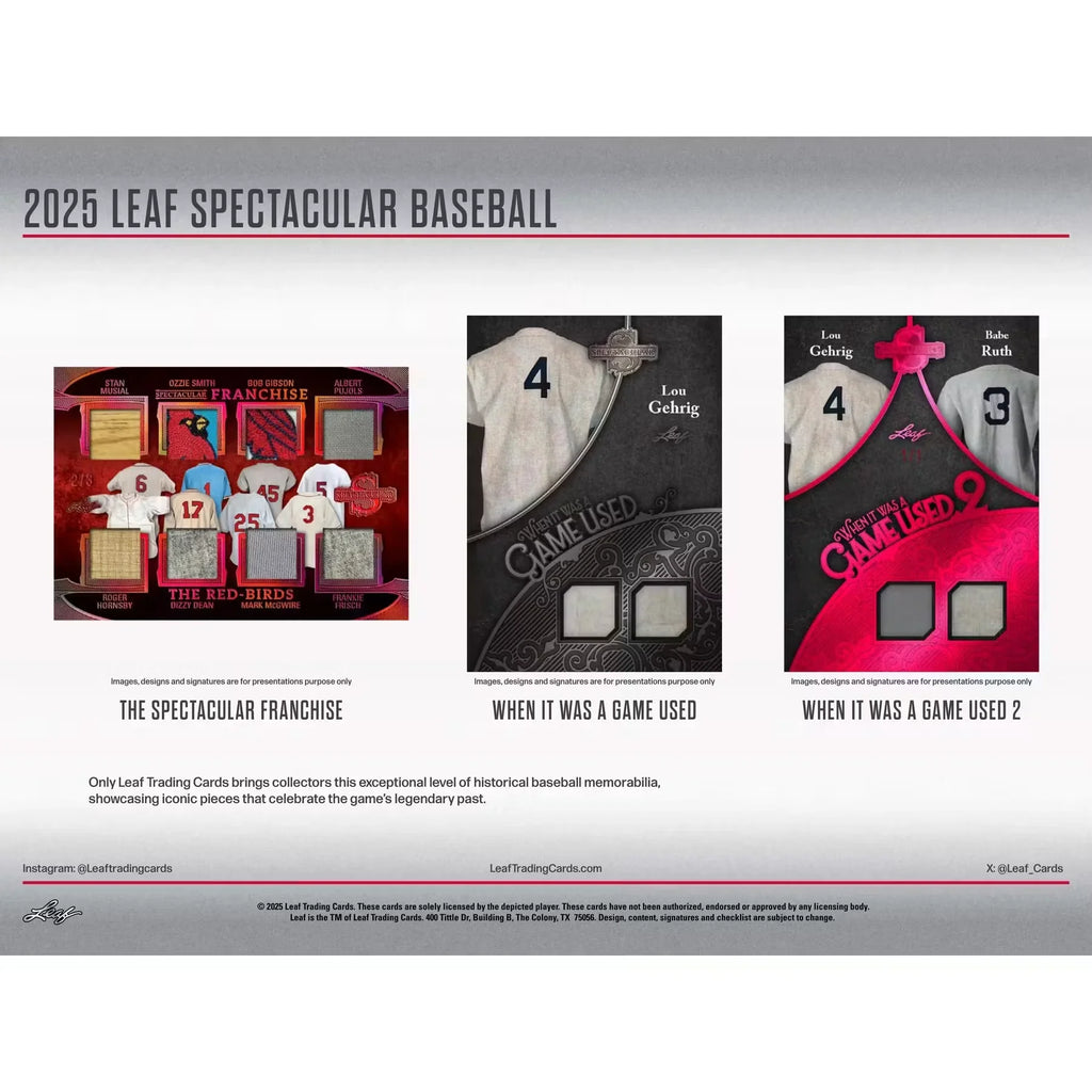 2025 Leaf Spectacular Baseball Hobby Box (Ships Sealed Only) - D1