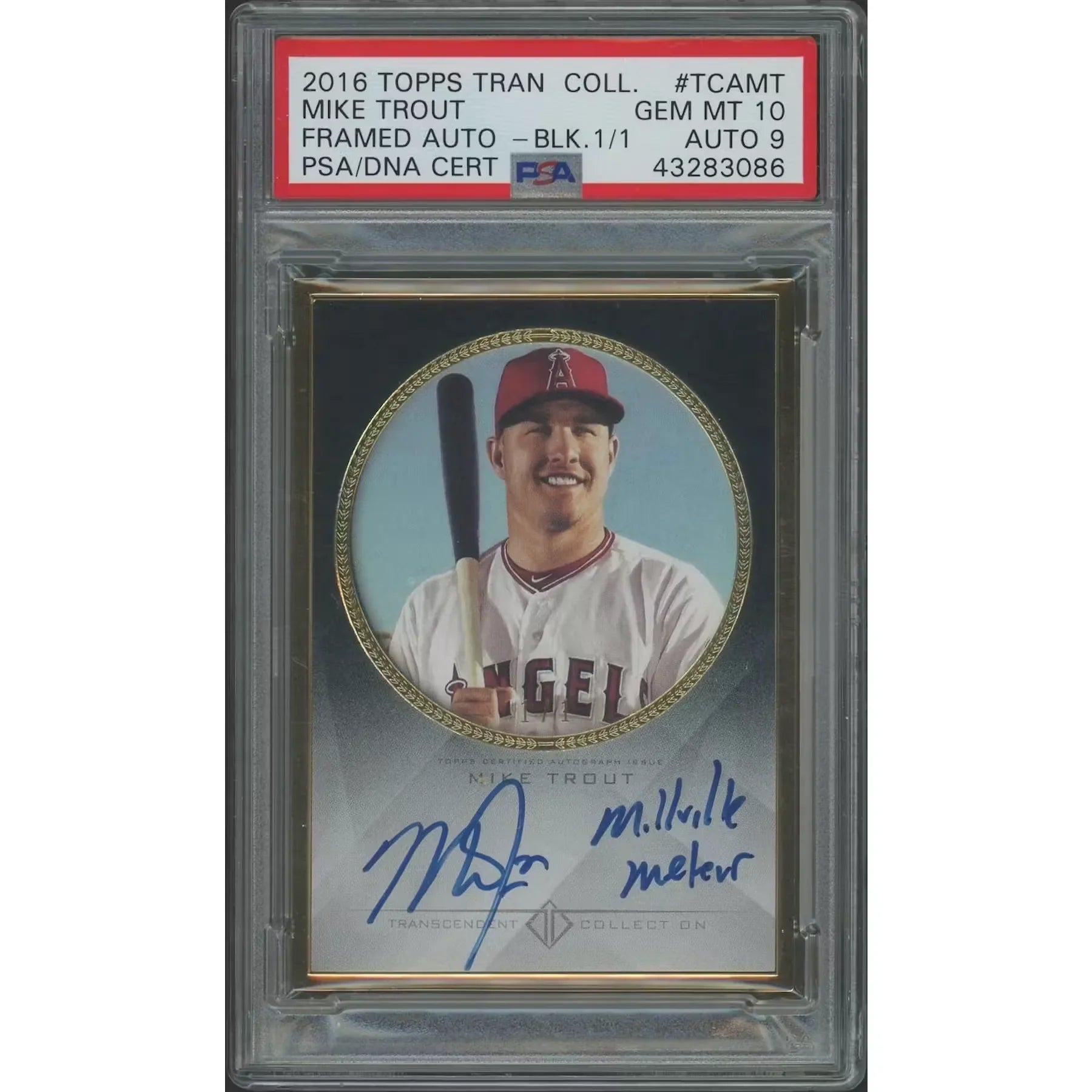 Mike Trout Signed 2016 Topps Transcendent #1 Card | Black Auto PSA 10 Gem Mint