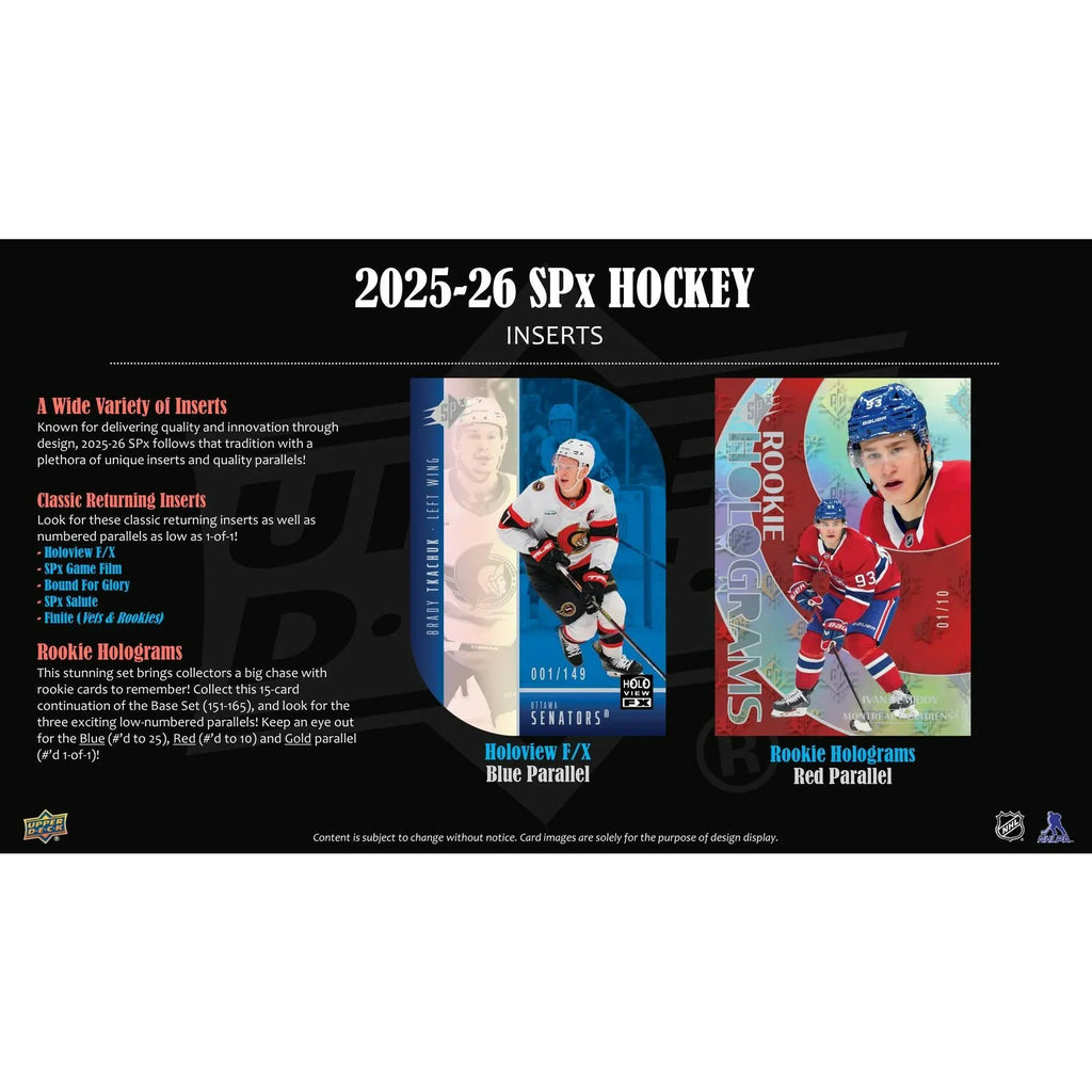 2025 26 Upper Deck SPx Hockey Hobby 20 Box Case (Ships Sealed Only) - D1
