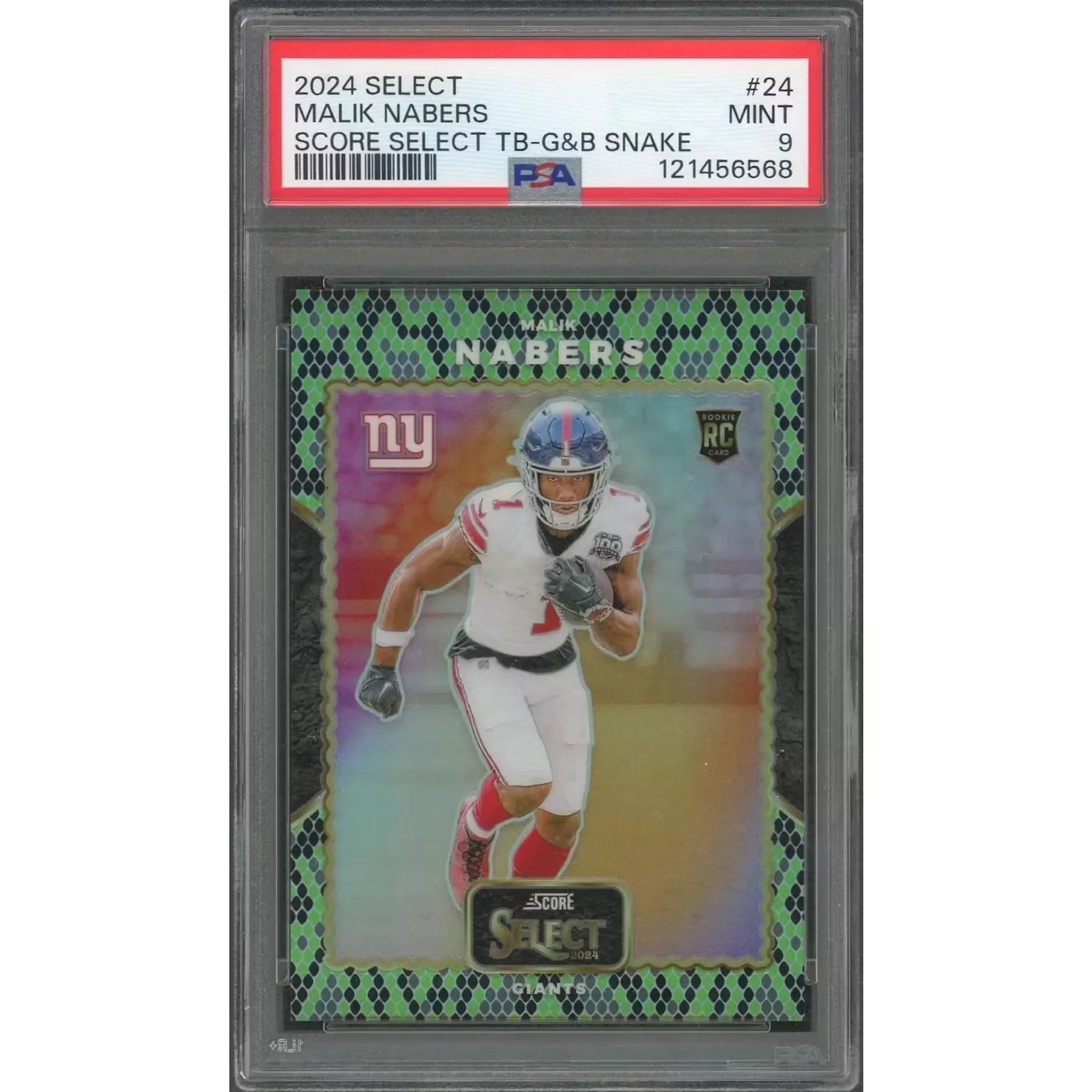 Malik Nabers Signed 2024 Panini Select Snakeskin Card | PSA 9