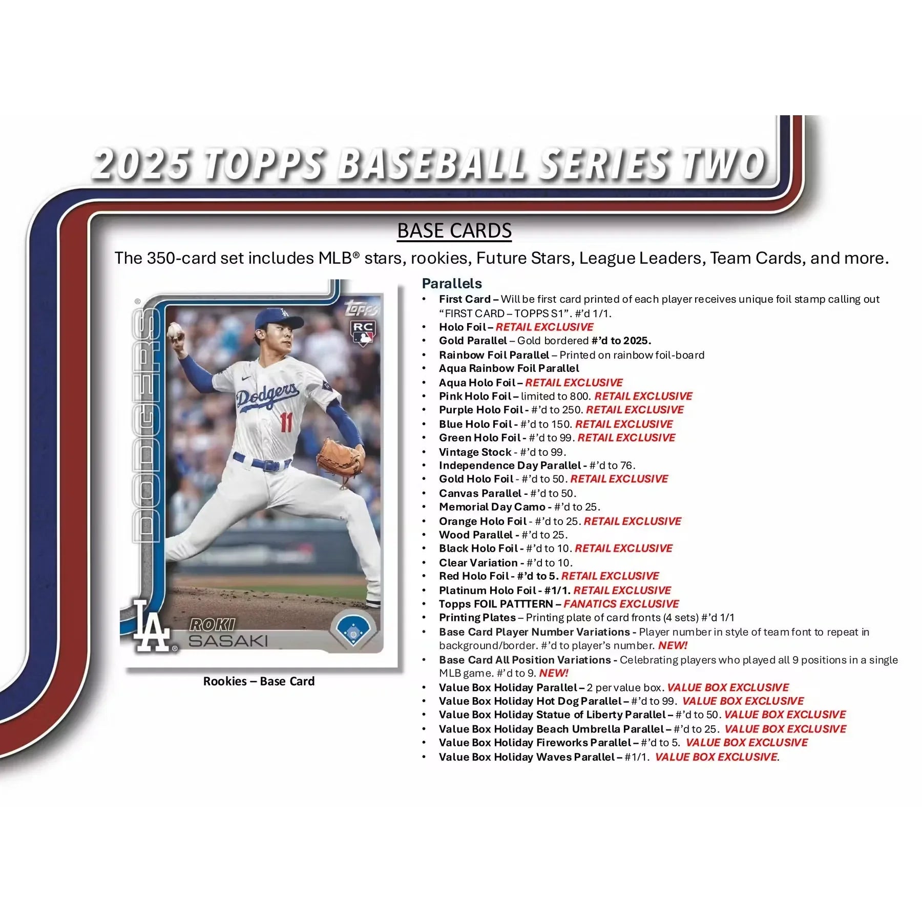 2025 Topps Series 2 Baseball Retail Box 20 Pack (Ships Sealed Only)