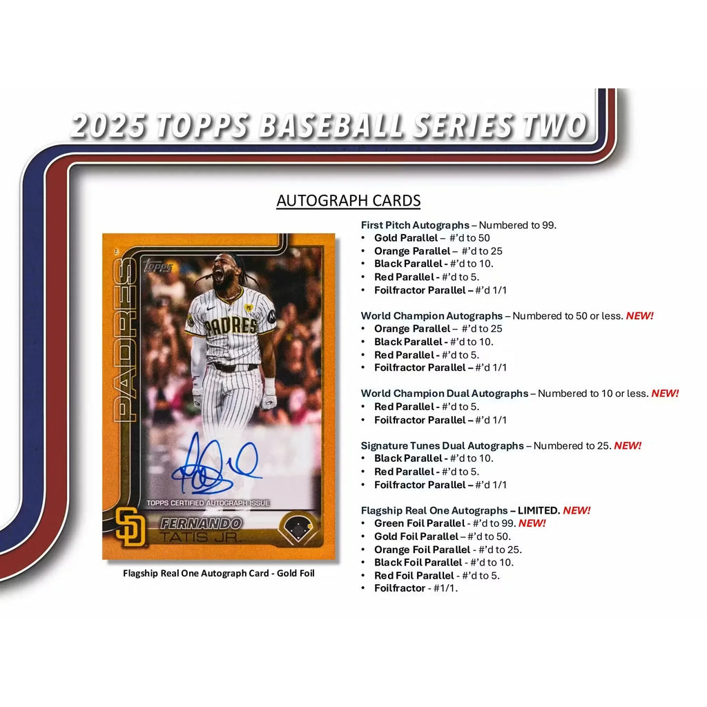2025 Topps Series 2 Baseball Retail Box 20 Pack (Ships Sealed Only)
