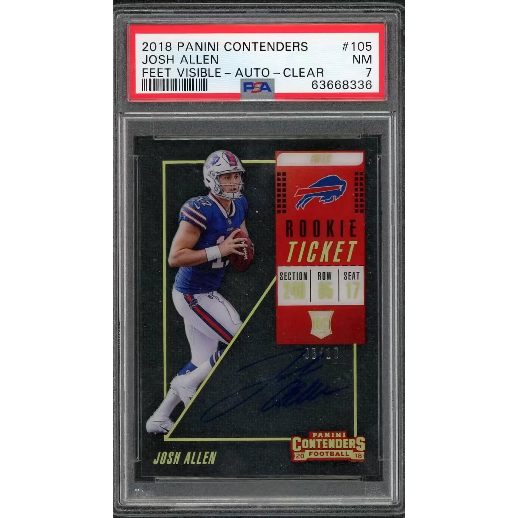 Josh Allen 2018 Contenders Clear Variation Auto/10 | PSA 7