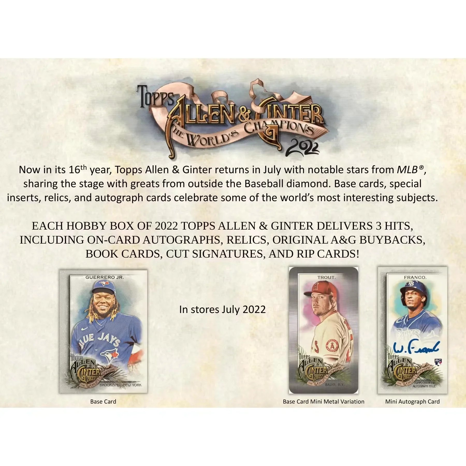 2022 Topps Allen & Ginter Baseball Hobby 12-Box Case (Ships Sealed Only) - D