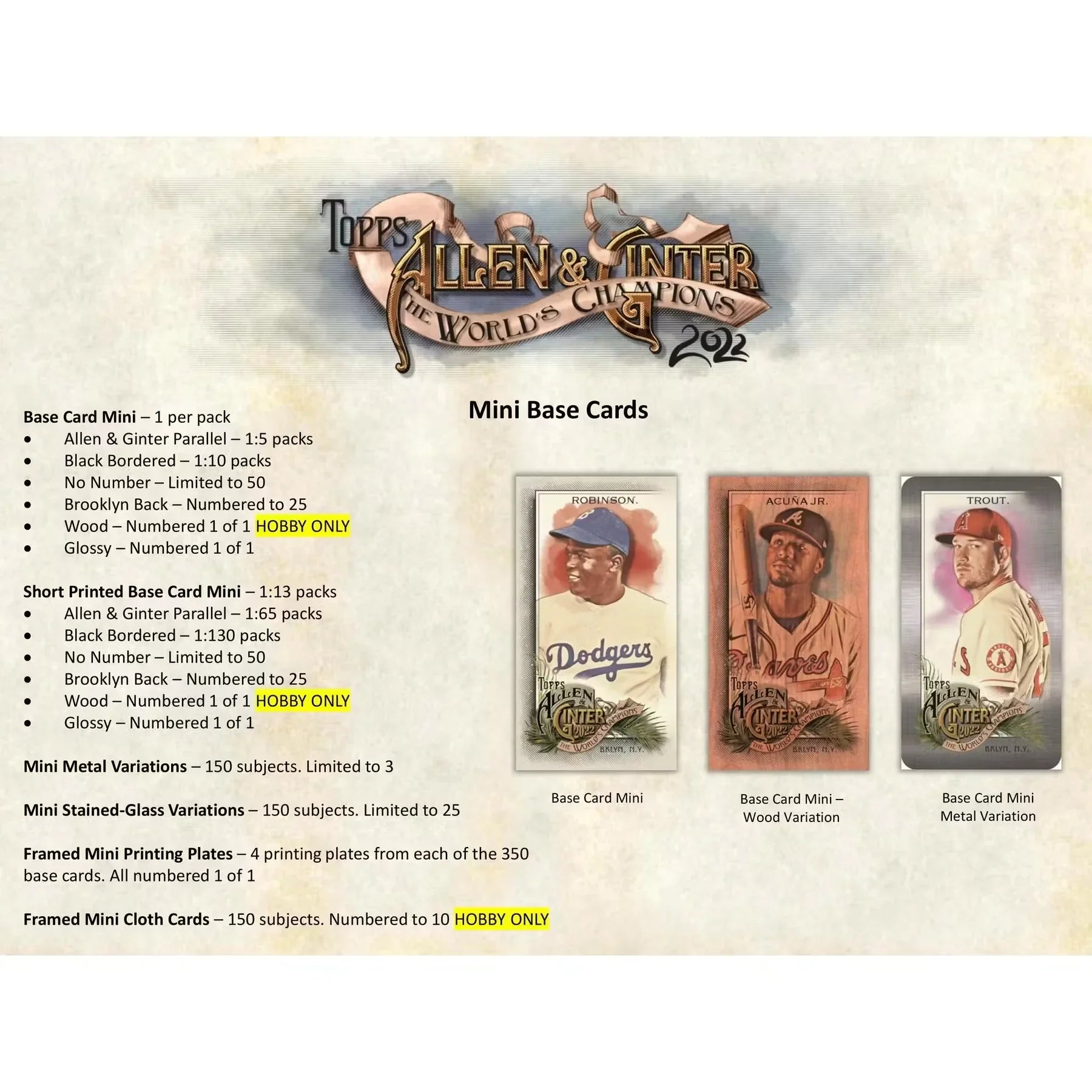 2022 Topps Allen & Ginter Baseball Hobby 12-Box Case (Ships Sealed Only) - D