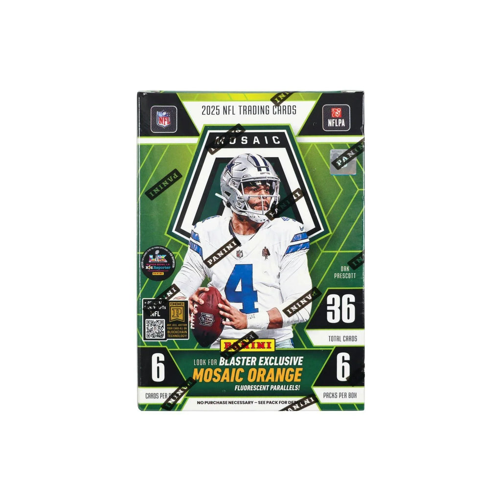 2025 Panini Mosaic Football Blaster Box Mosaic Orange Parallels Green Box (Ships Sealed Only)
