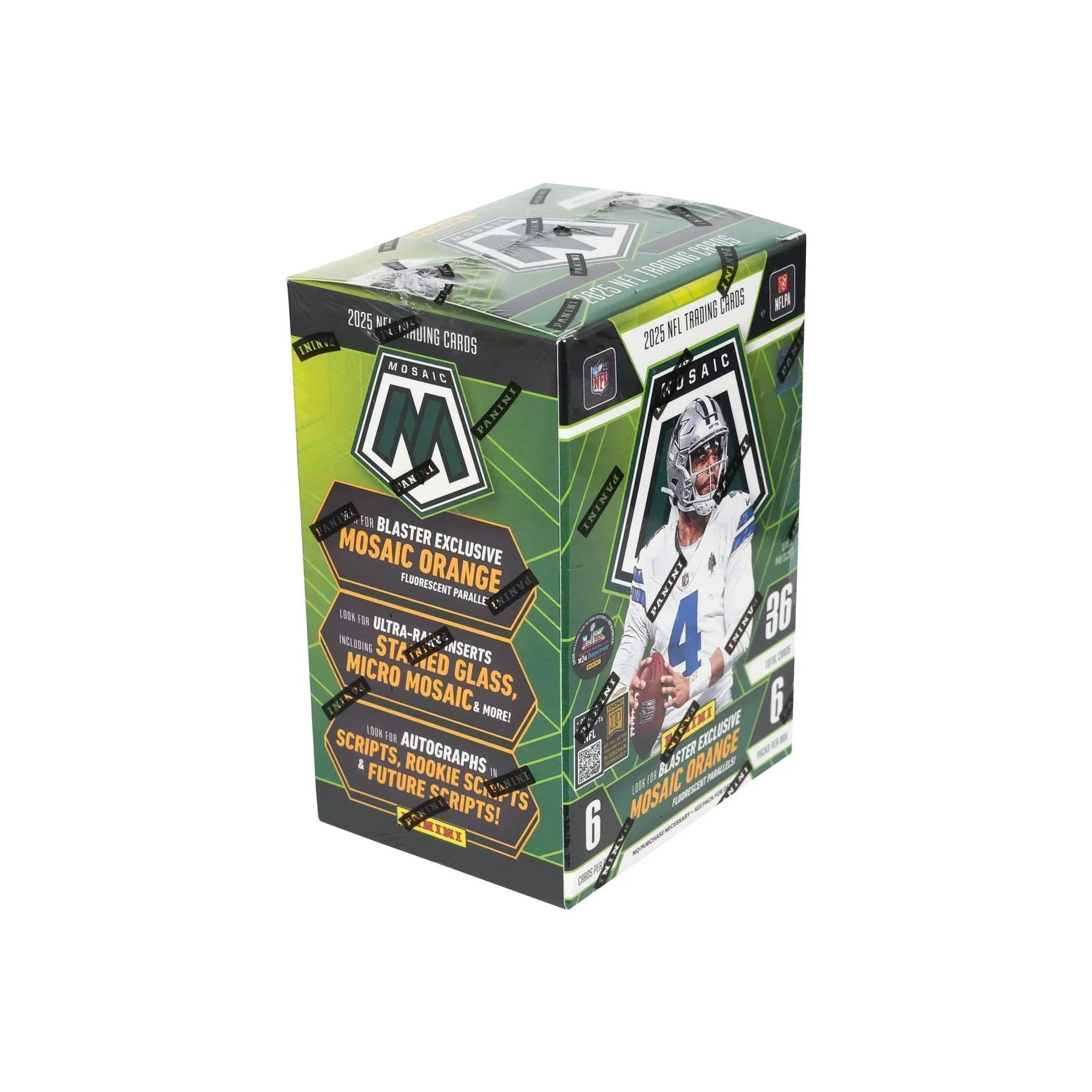 2025 Panini Mosaic Football Blaster Box Mosaic Orange Parallels Green Box (Ships Sealed Only)