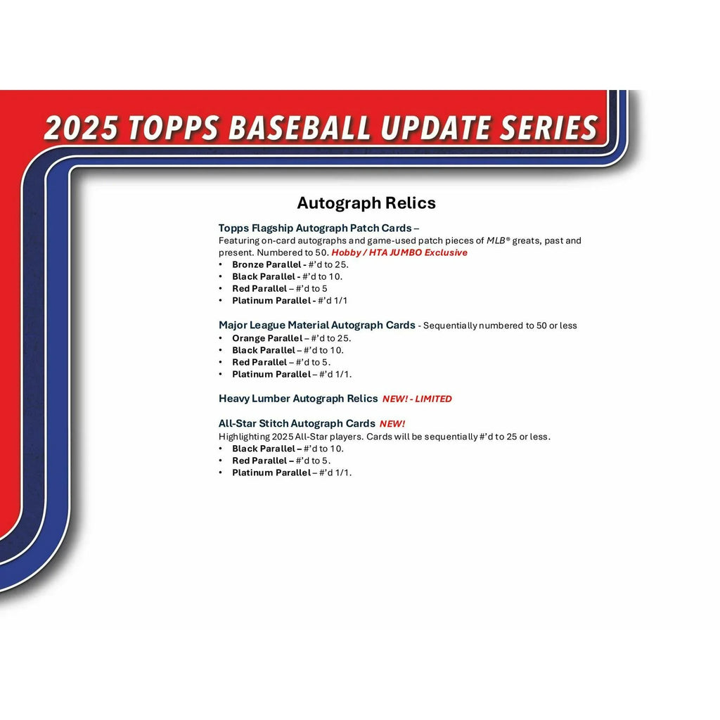 2025 Topps Update Series Baseball Hobby 12 Box Case (Ships Sealed Only) - D2