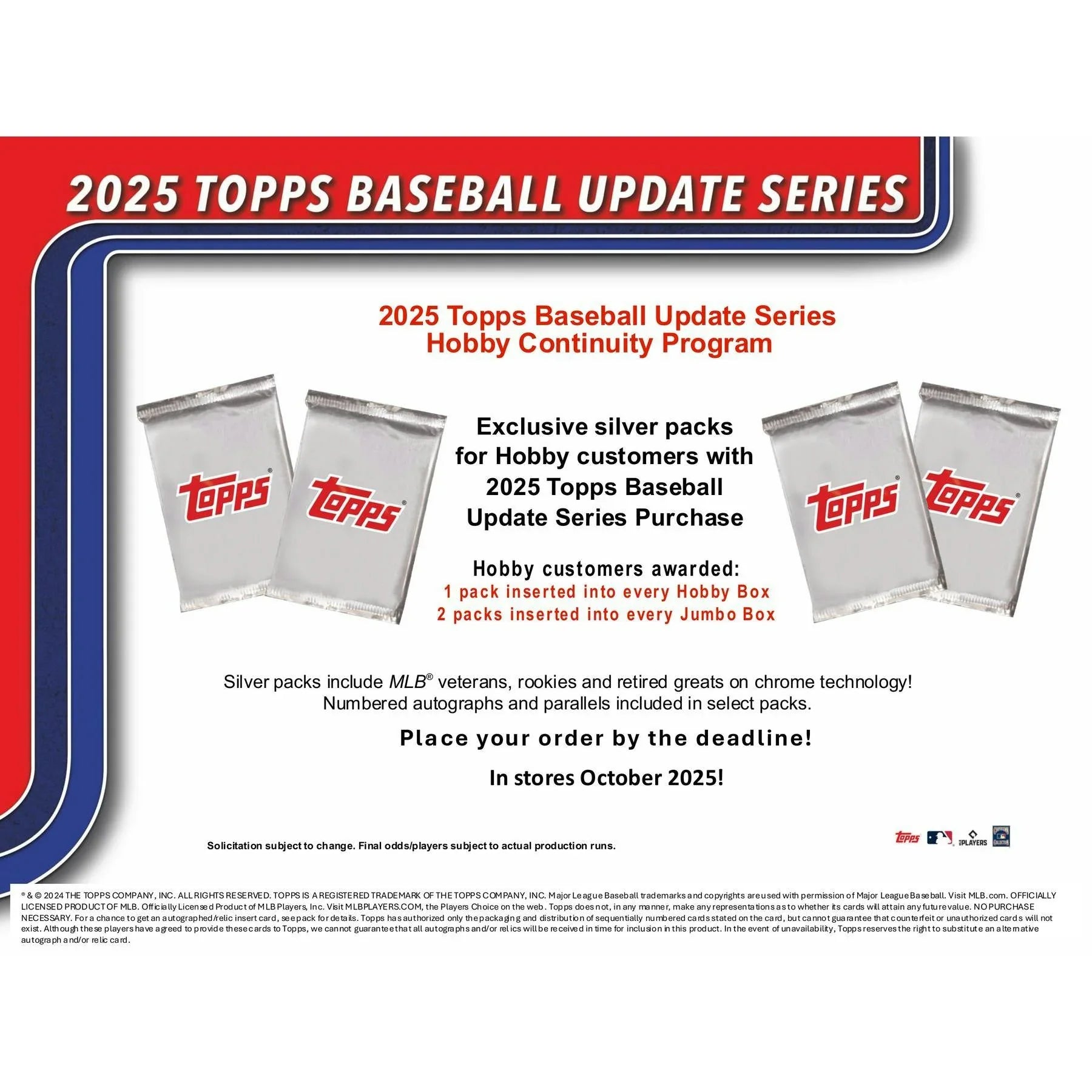2025 Topps Update Series Baseball Hobby 12 Box Case (Ships Sealed Only) - D2