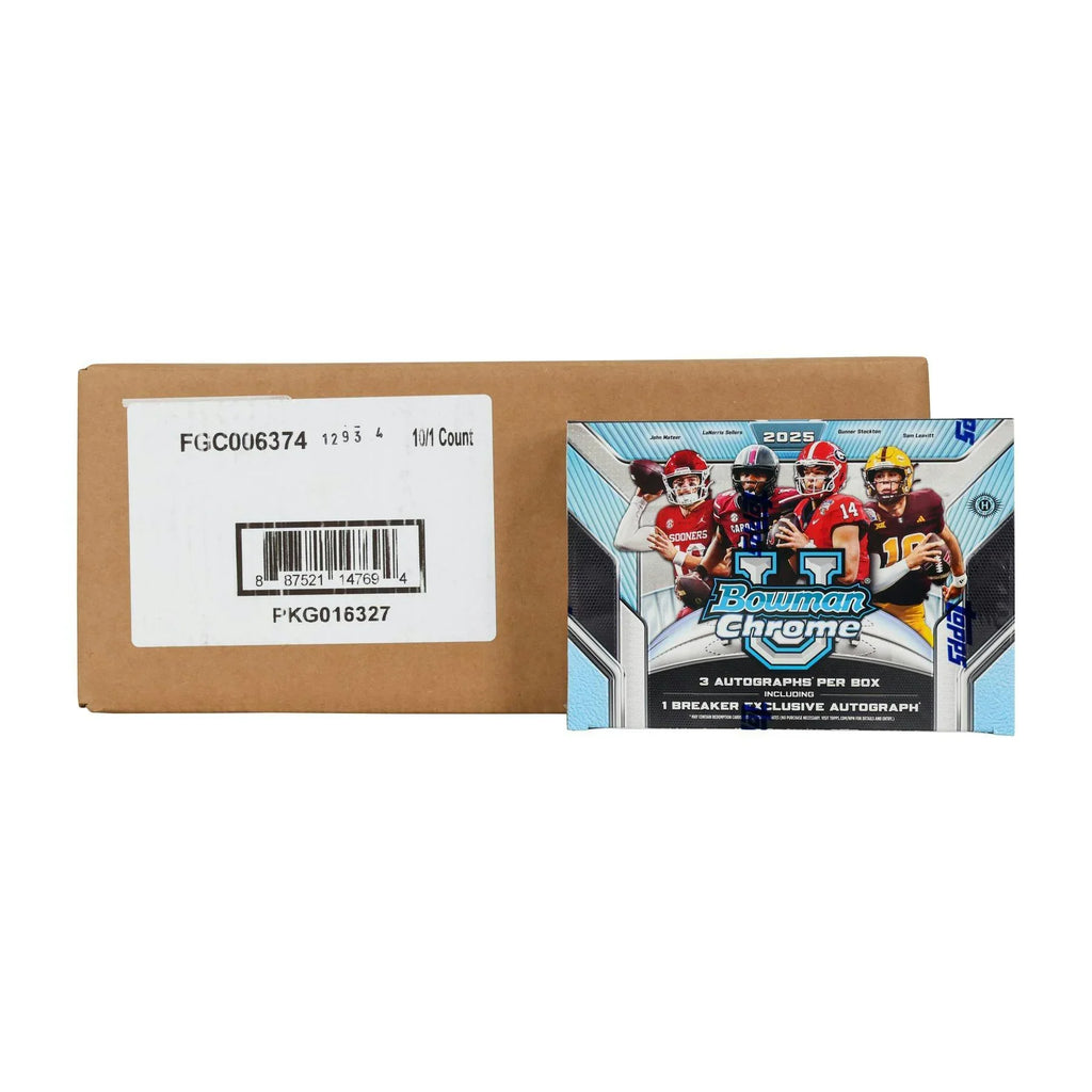 2025 Bowman University Chrome Football 10 Box Case Delight (Ships Sealed Only)