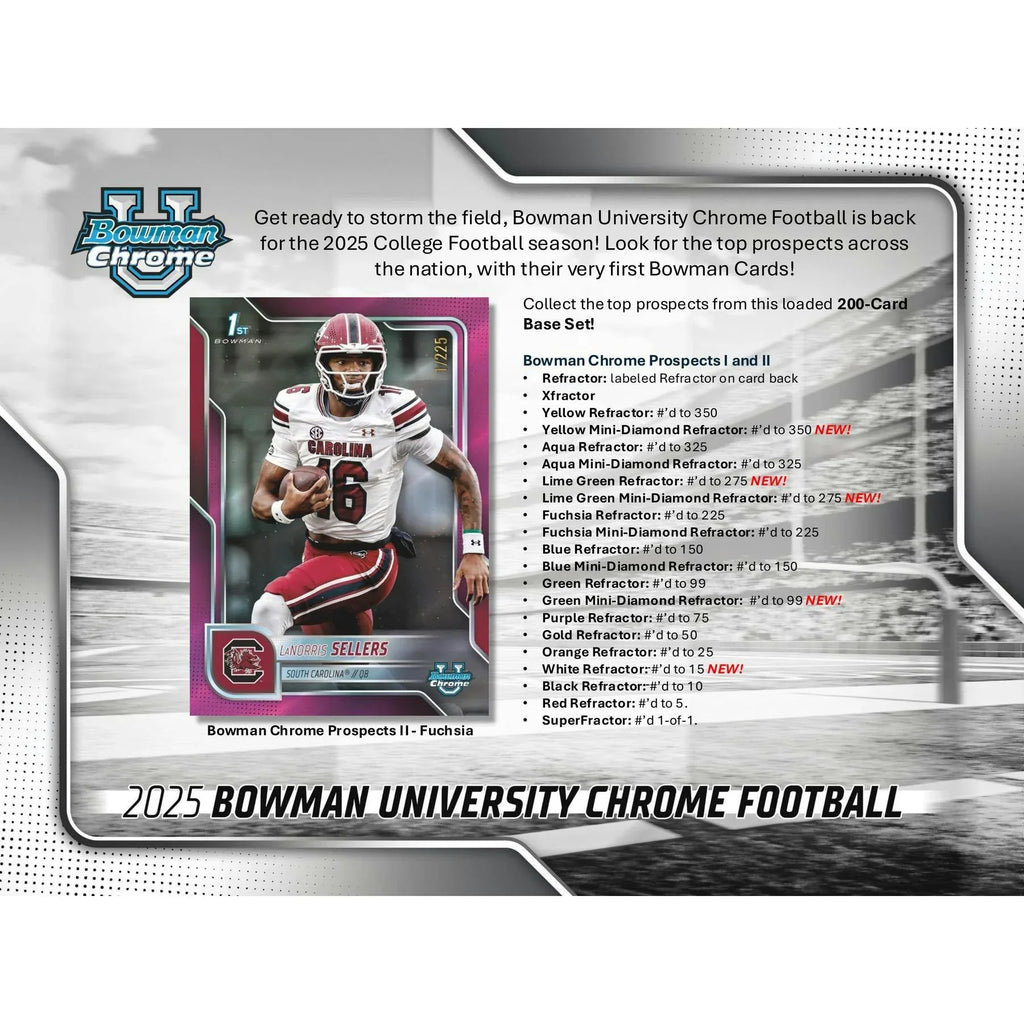 2025 Bowman University Chrome Football 10 Box Case Delight (Ships Sealed Only)