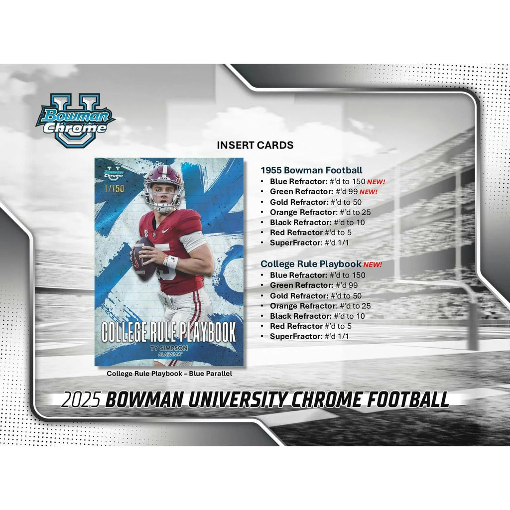 2025 Bowman University Chrome Football 10 Box Case Delight (Ships Sealed Only)