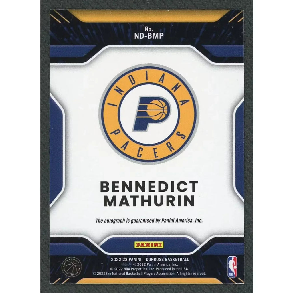 Bennedict Mathurin Signed Rookie Card | 2022-23 Panini Donruss Next Day Auto