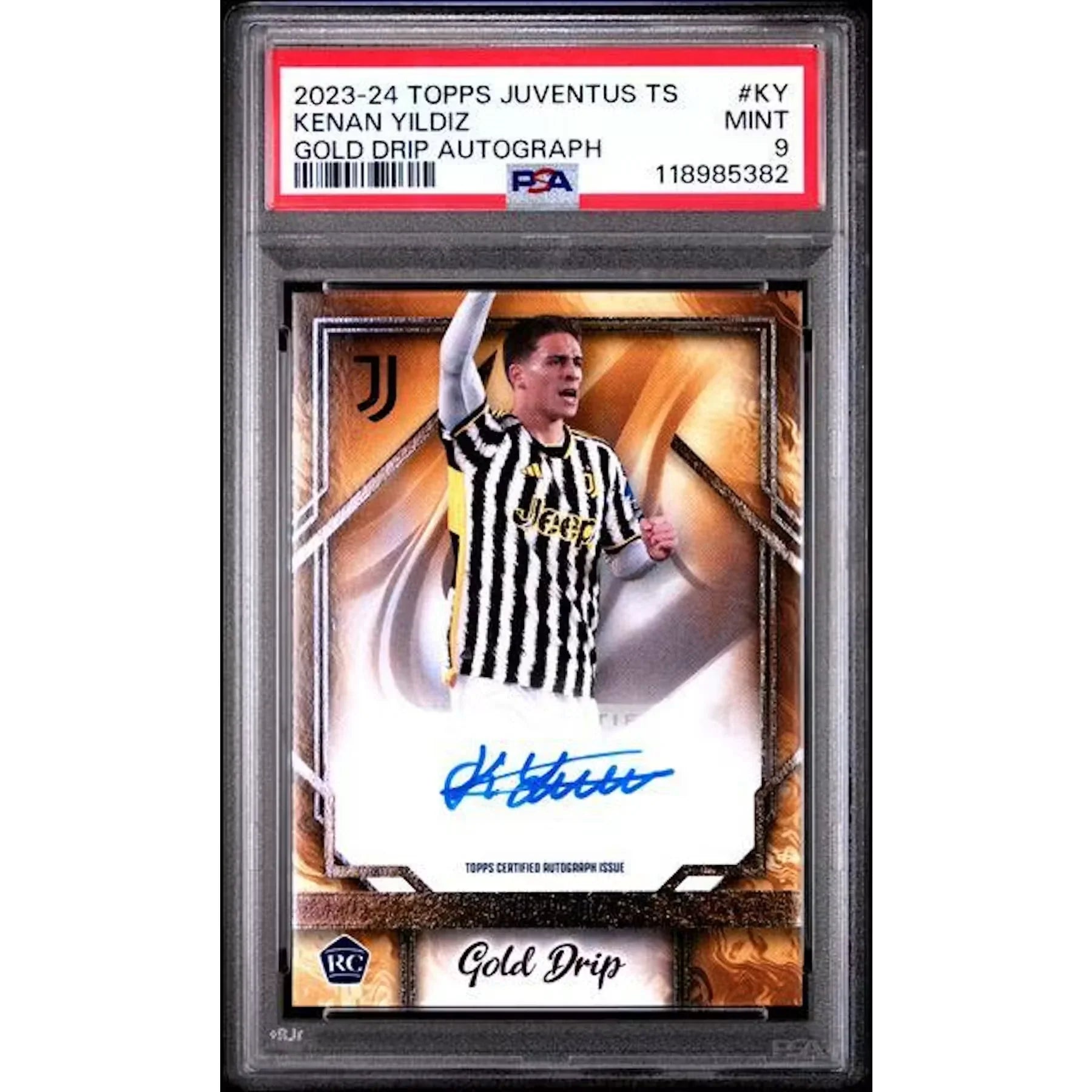 Kenan Yildiz 2023-24 Topps Juventus Gold Drip Auto | PSA 9