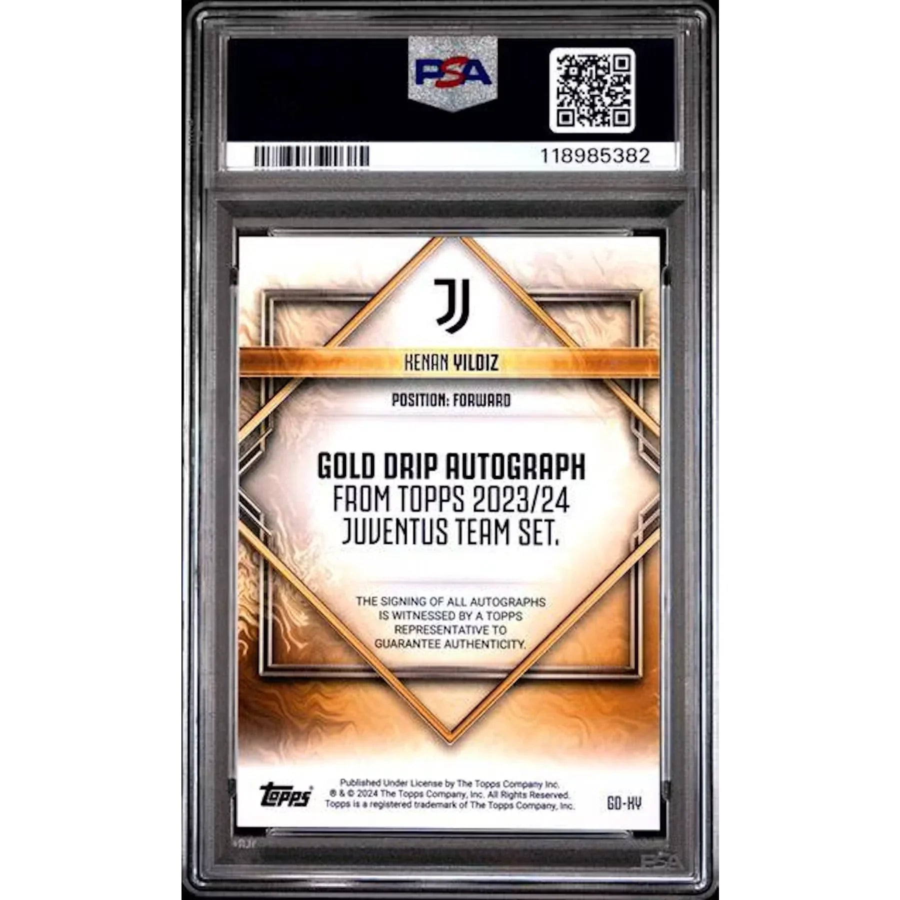 Kenan Yildiz 2023-24 Topps Juventus Gold Drip Auto | PSA 9