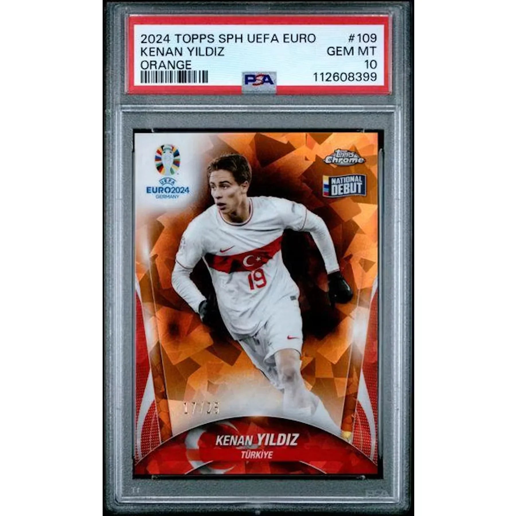 Kenan Yildiz 2024 Topps Sapphire Euro Orange/25 | PSA 10