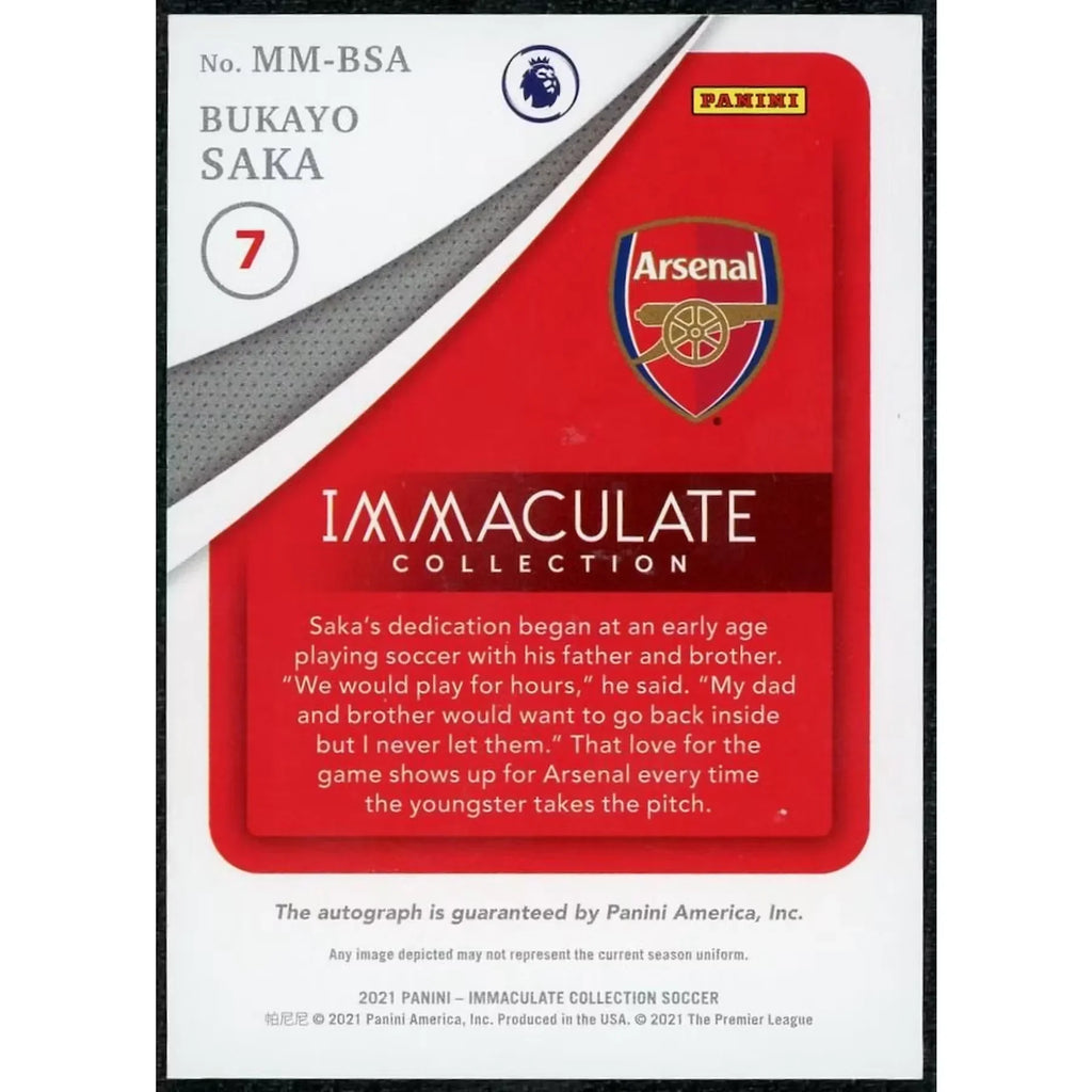Bukayo Saka Signed 2021 Panini Immaculate Modern Marks Card | Auto/5
