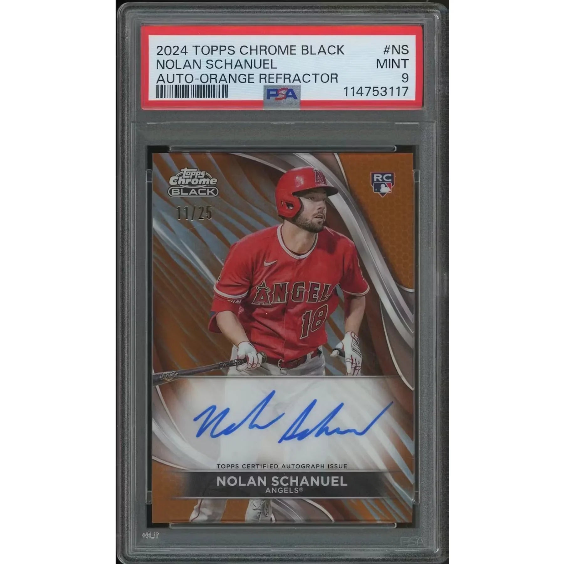 Nolan Schanuel Signed 2024 Topps Chrome Black Rookie #11 Card | PSA 9