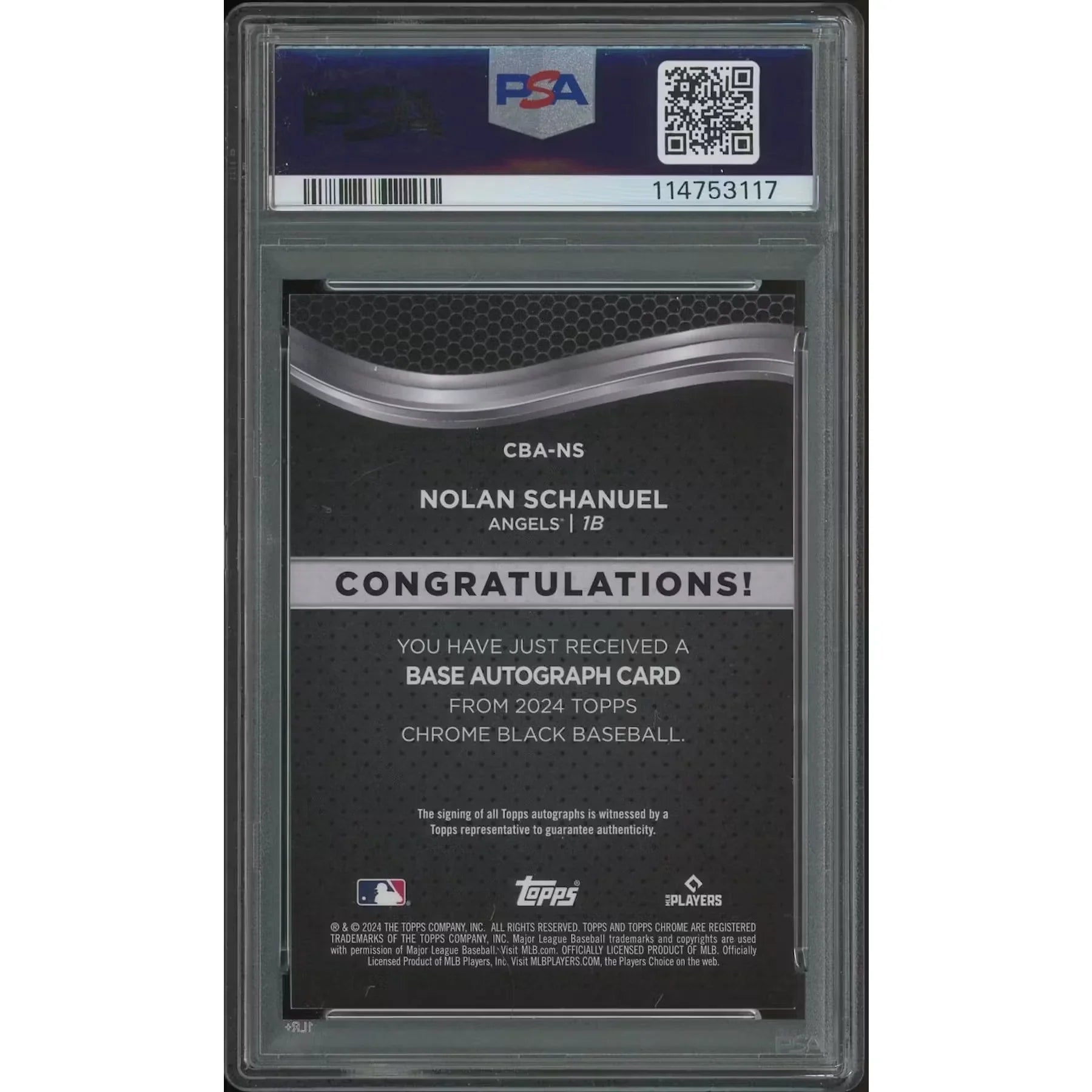 Nolan Schanuel Signed 2024 Topps Chrome Black Rookie #11 Card | PSA 9